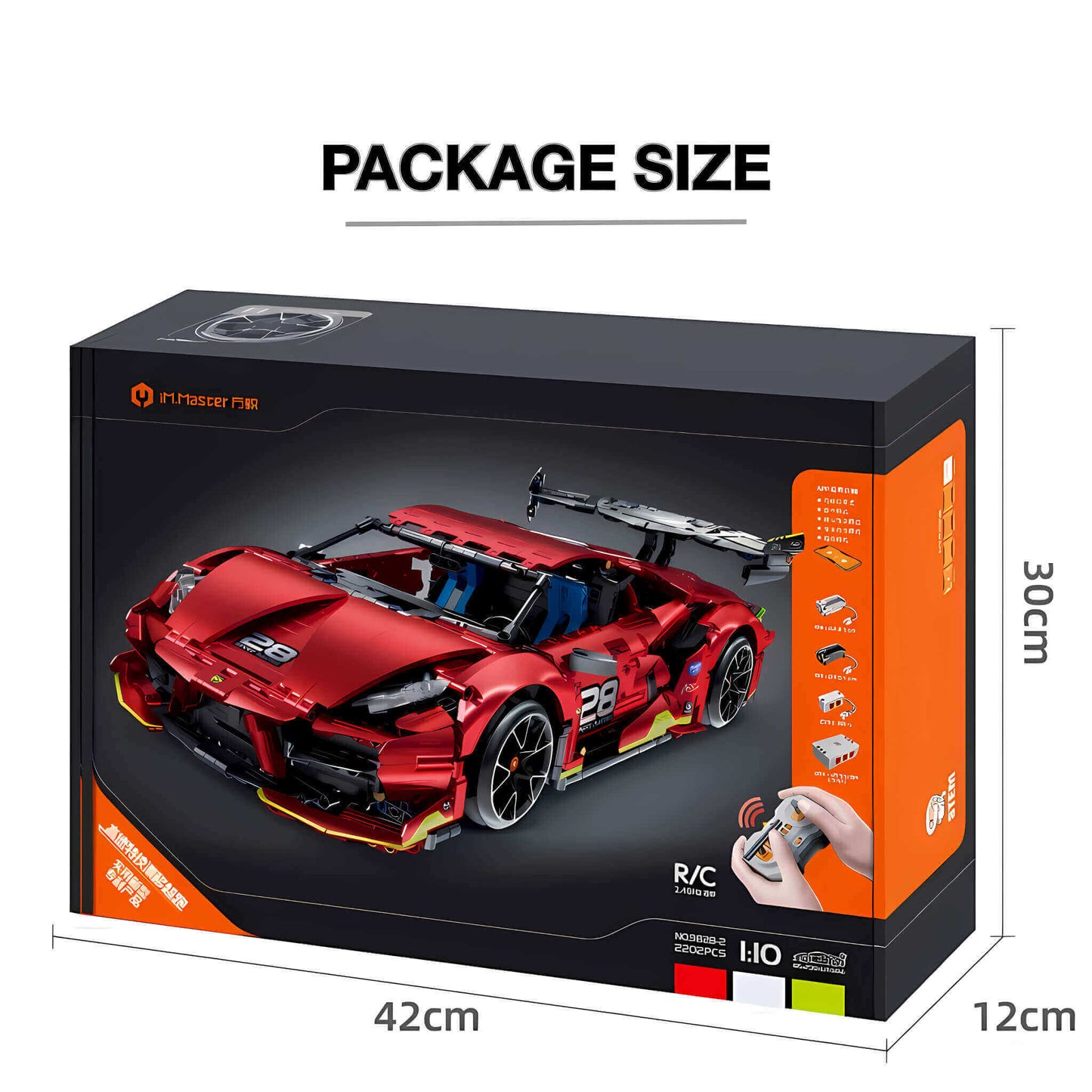 package size of iM Master stunt drift building block model toy car