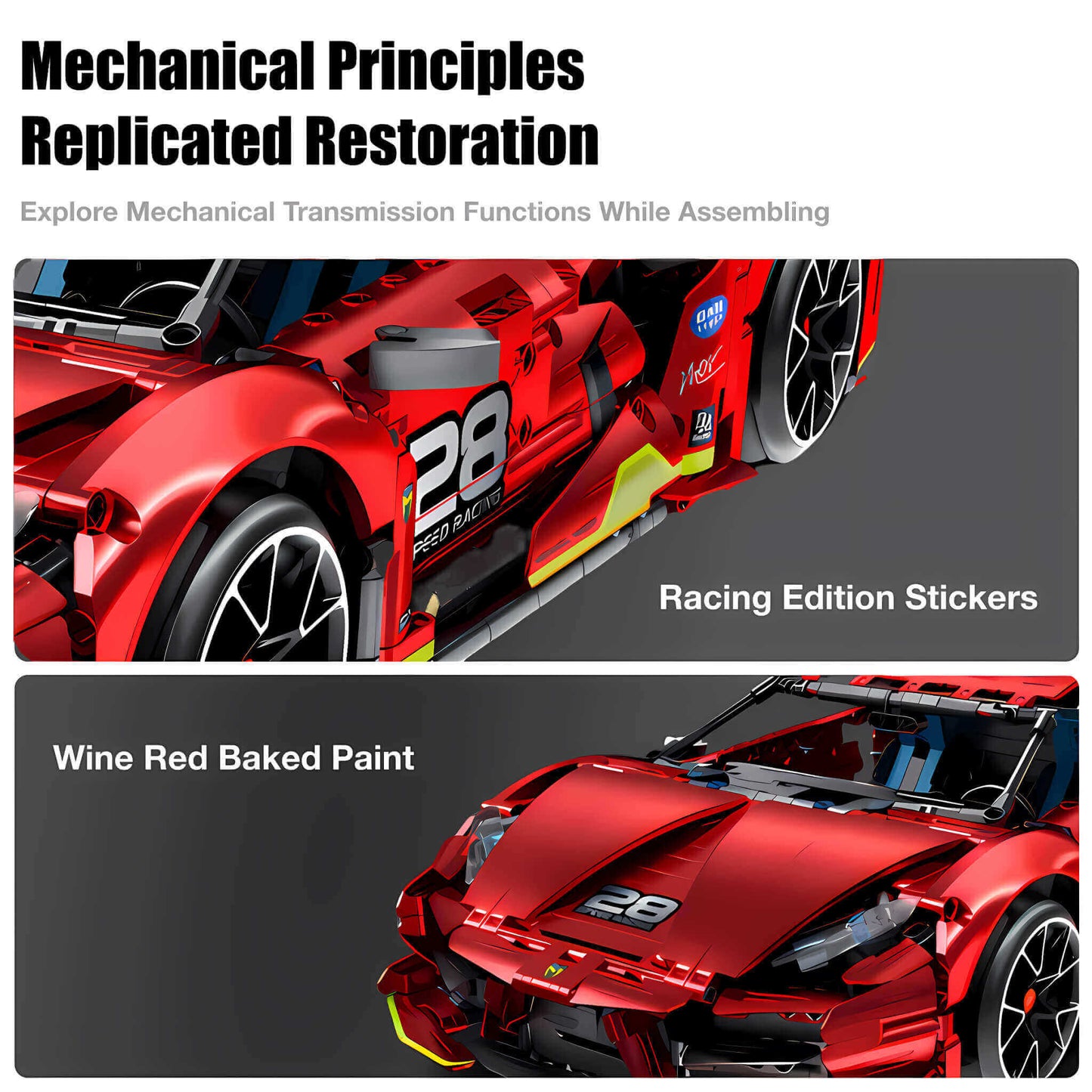 product details of iM Master stunt drift building block model toy car racing edition stickers and wine red baked paint