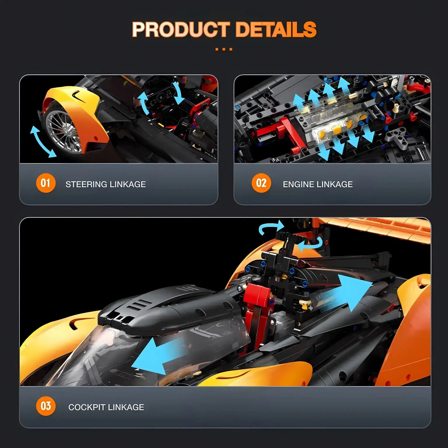 product details of eikee y10000 mclaren solus gt model car building blocks toy