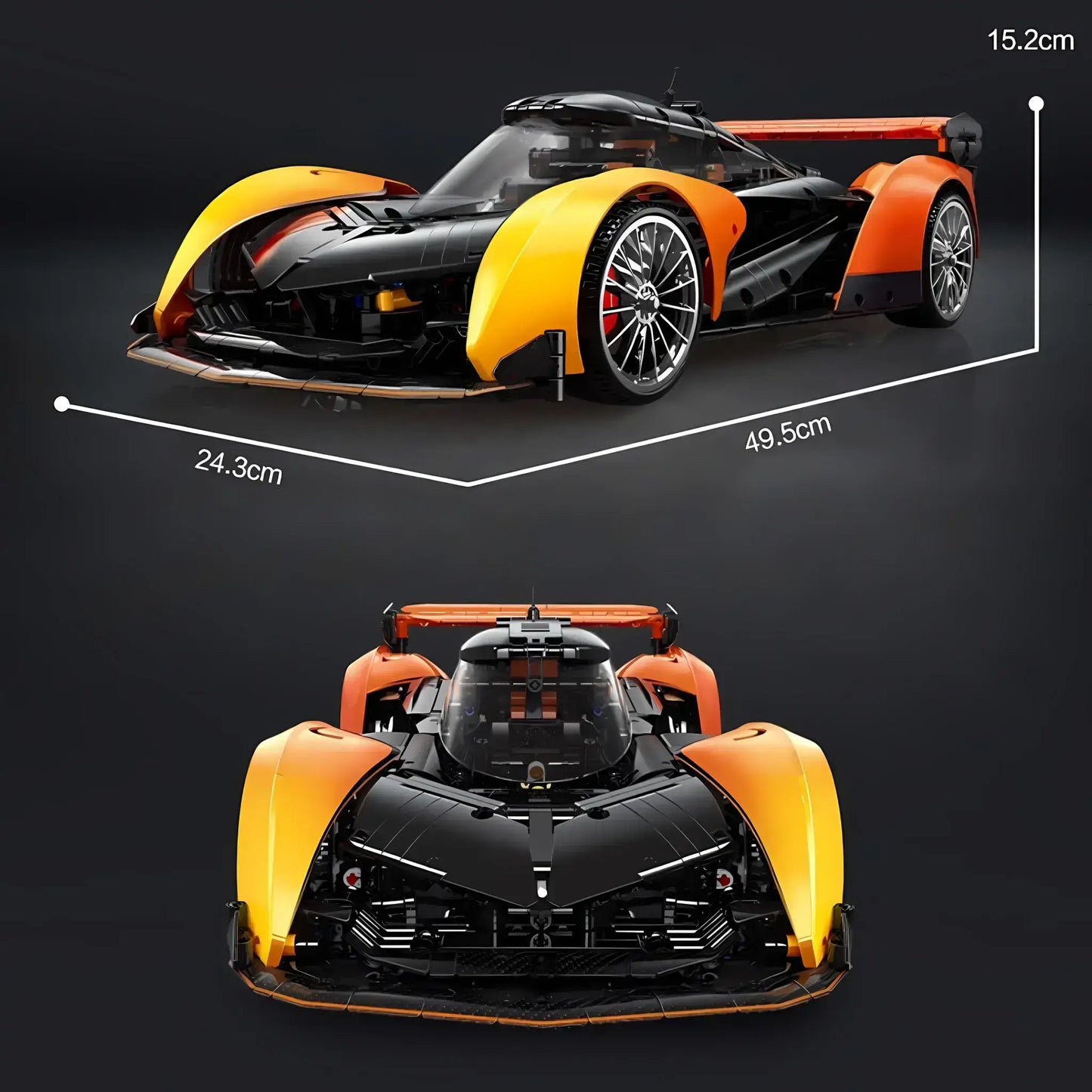 product size of eikee y10000 mclaren solus gt model car building blocks toy