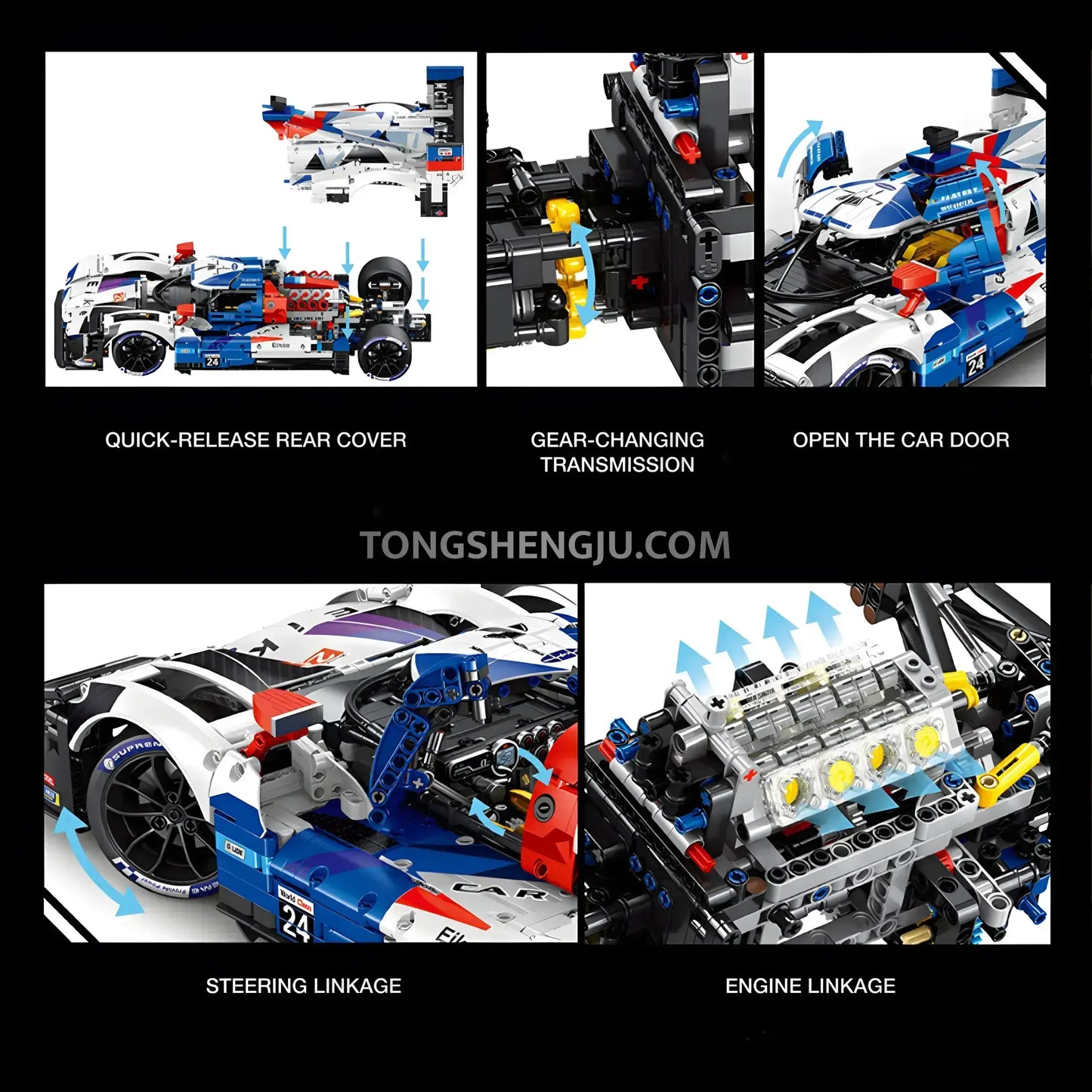 Tongshengju Technic Lemans Hybrid V8 Racing Car Building Blocks Set For Adults Collectible(3507PCS)