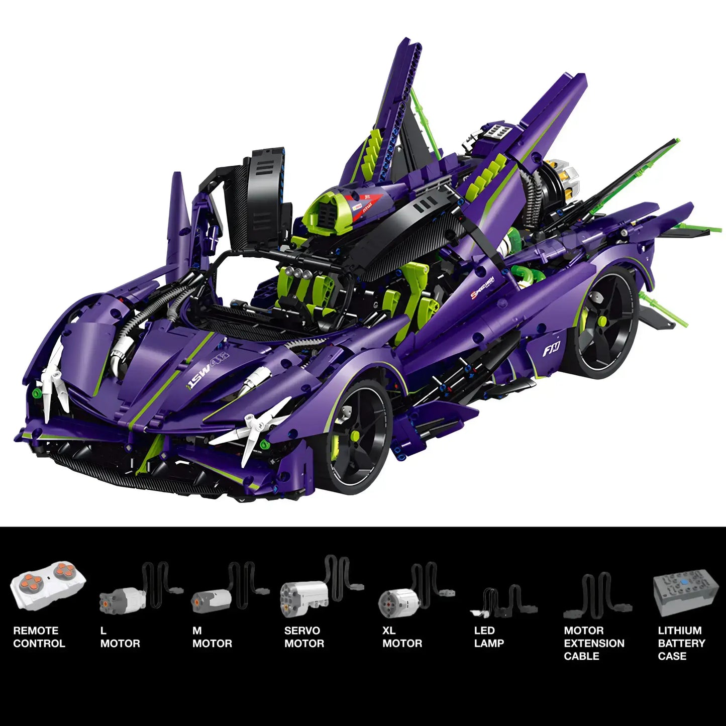 dynamic version of guly 10614 apollo evo sports car building blocks set model car