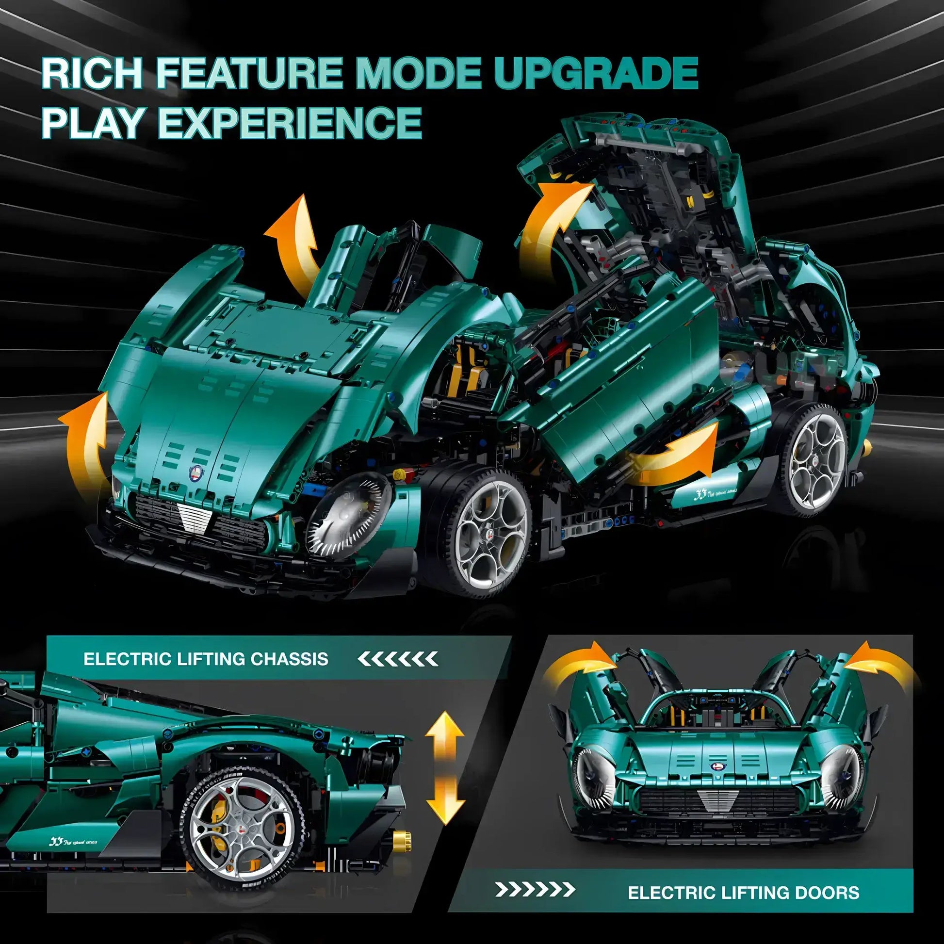 guly 10621 technic alfa romeo 33 stradale sports car building blocks set model car electric lifting chassis and electric lifting doors