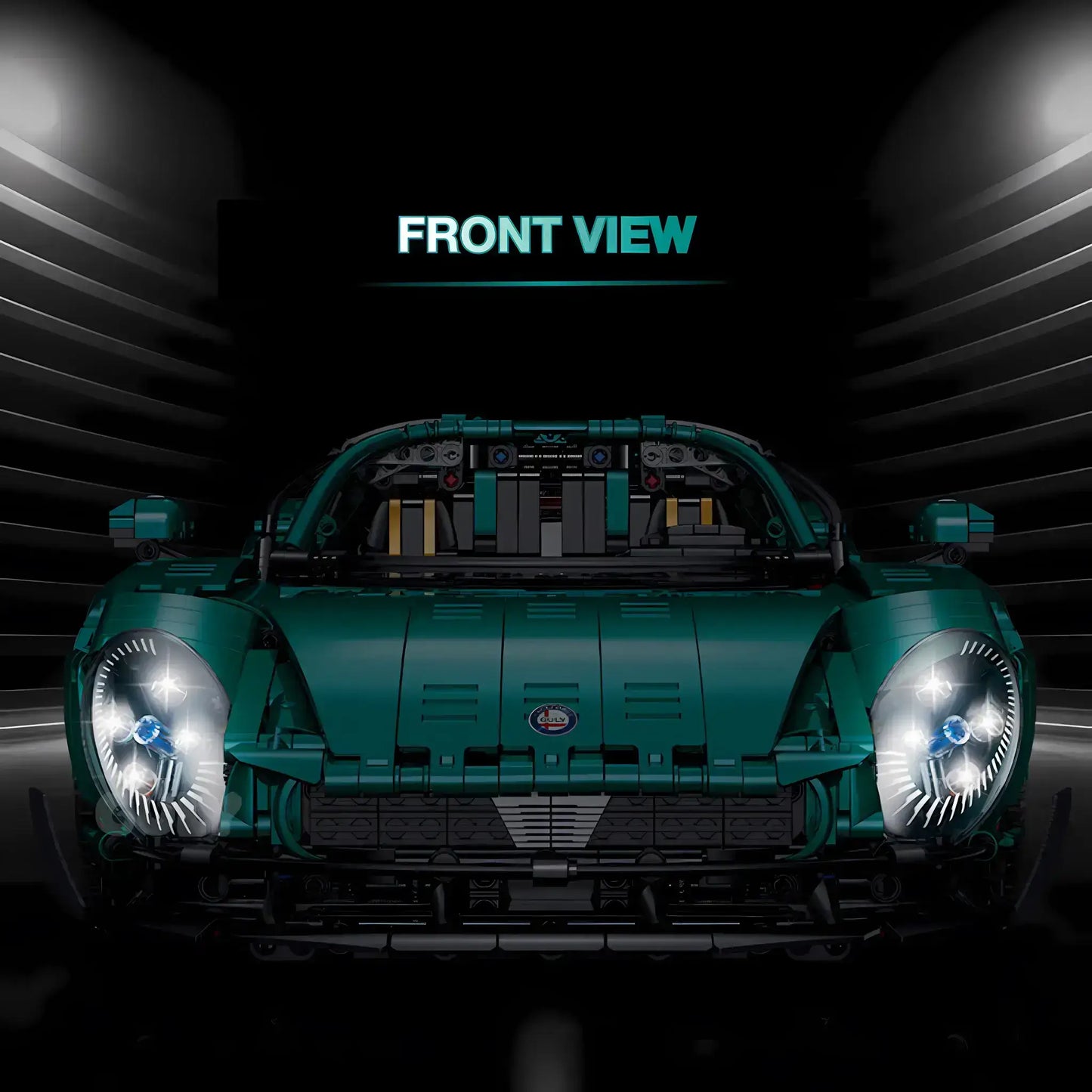 front view of guly 10621 technic alfa romeo 33 stradale sports car building blocks set model car