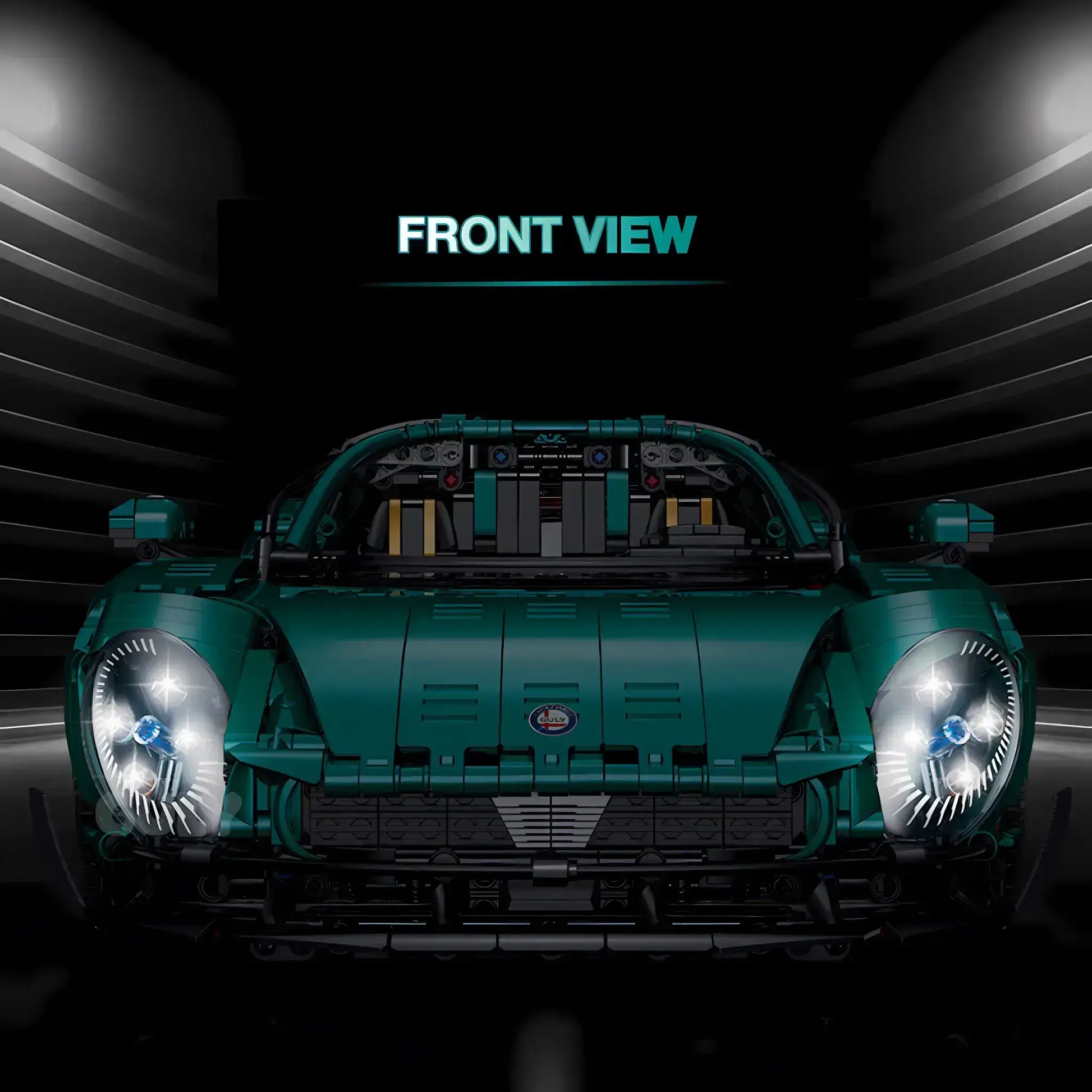 front view of guly 10621 technic alfa romeo 33 stradale sports car building blocks set model car