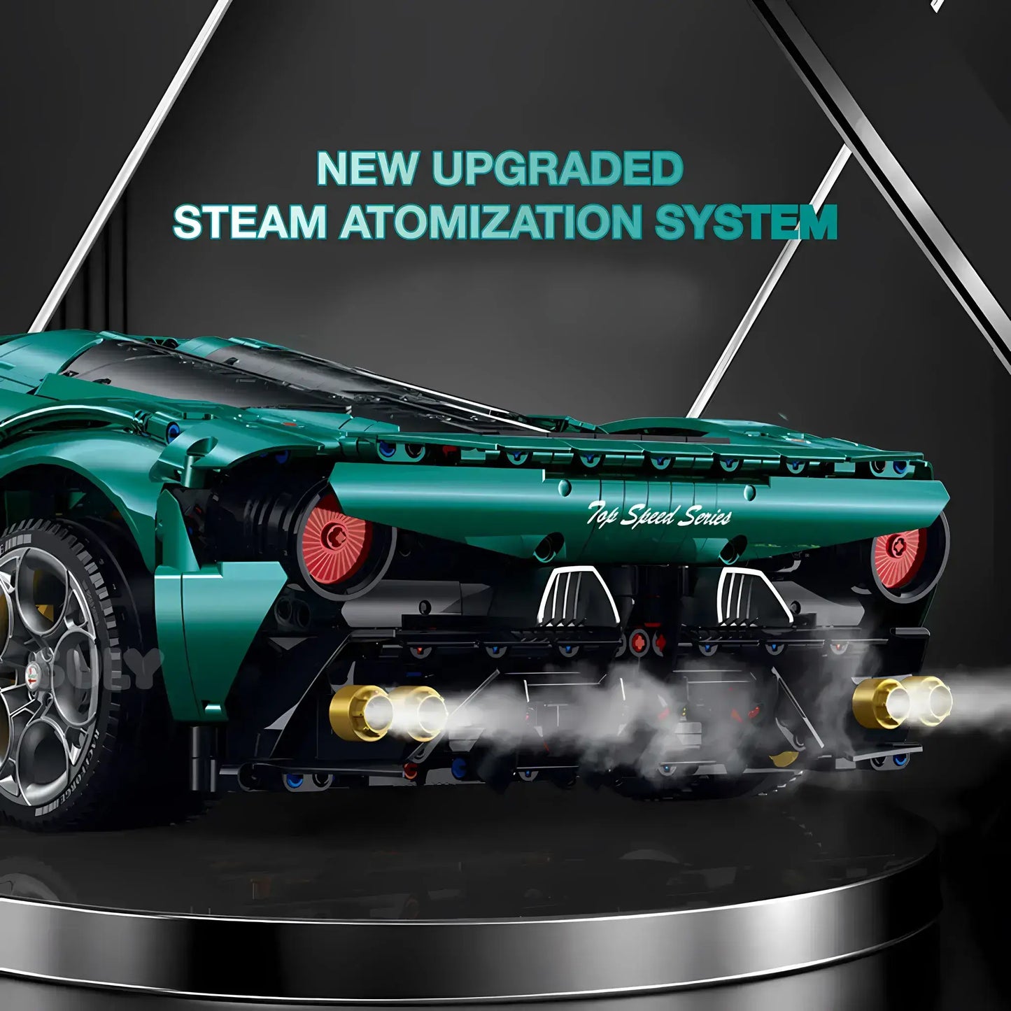 rear view of guly 10621 technic alfa romeo 33 stradale sports car building blocks set model car