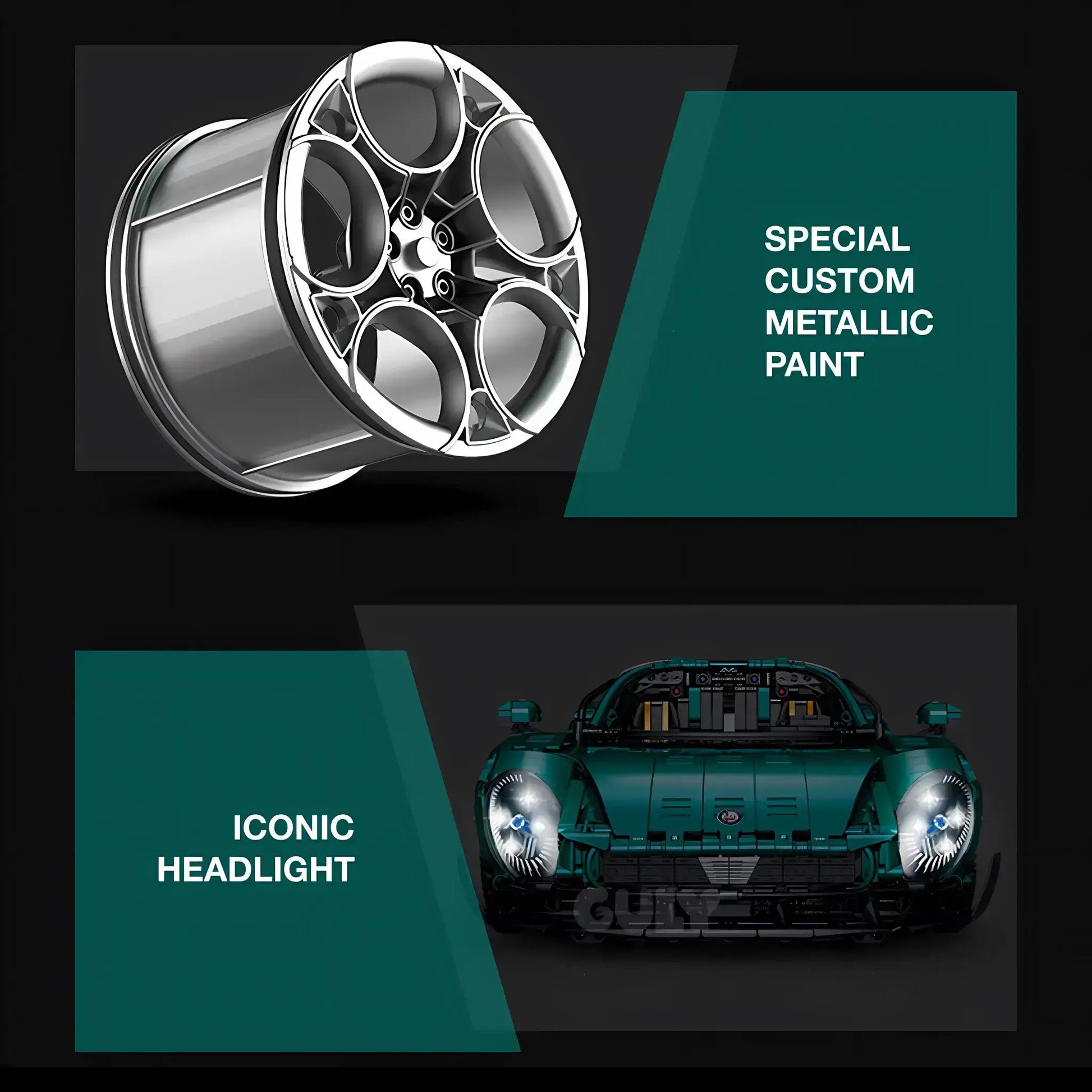 guly 10621 technic alfa romeo 33 stradale sports car building blocks set model car special custom metallic paint and iconic headlight