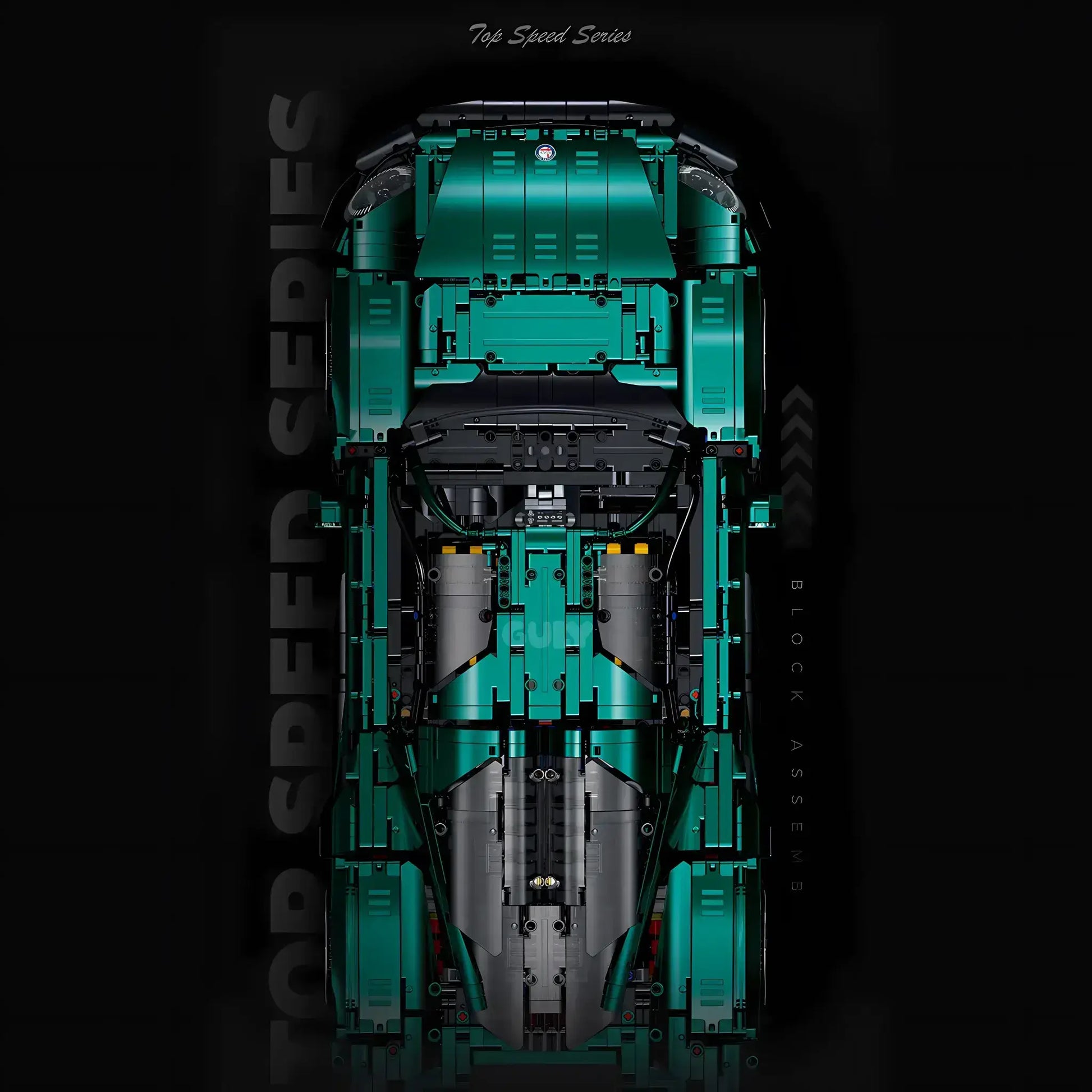 top view of guly 10621 technic alfa romeo 33 stradale sports car building blocks set model car