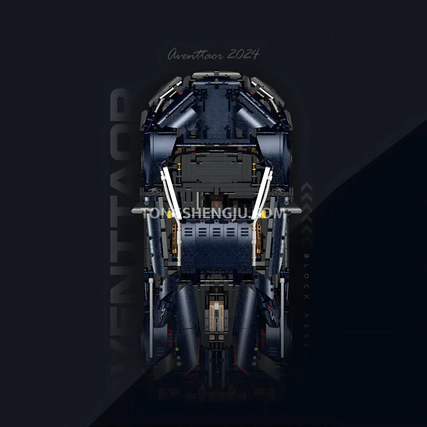 top view of guly 10624 lamborghini aventador svj technic car building blocks set model car