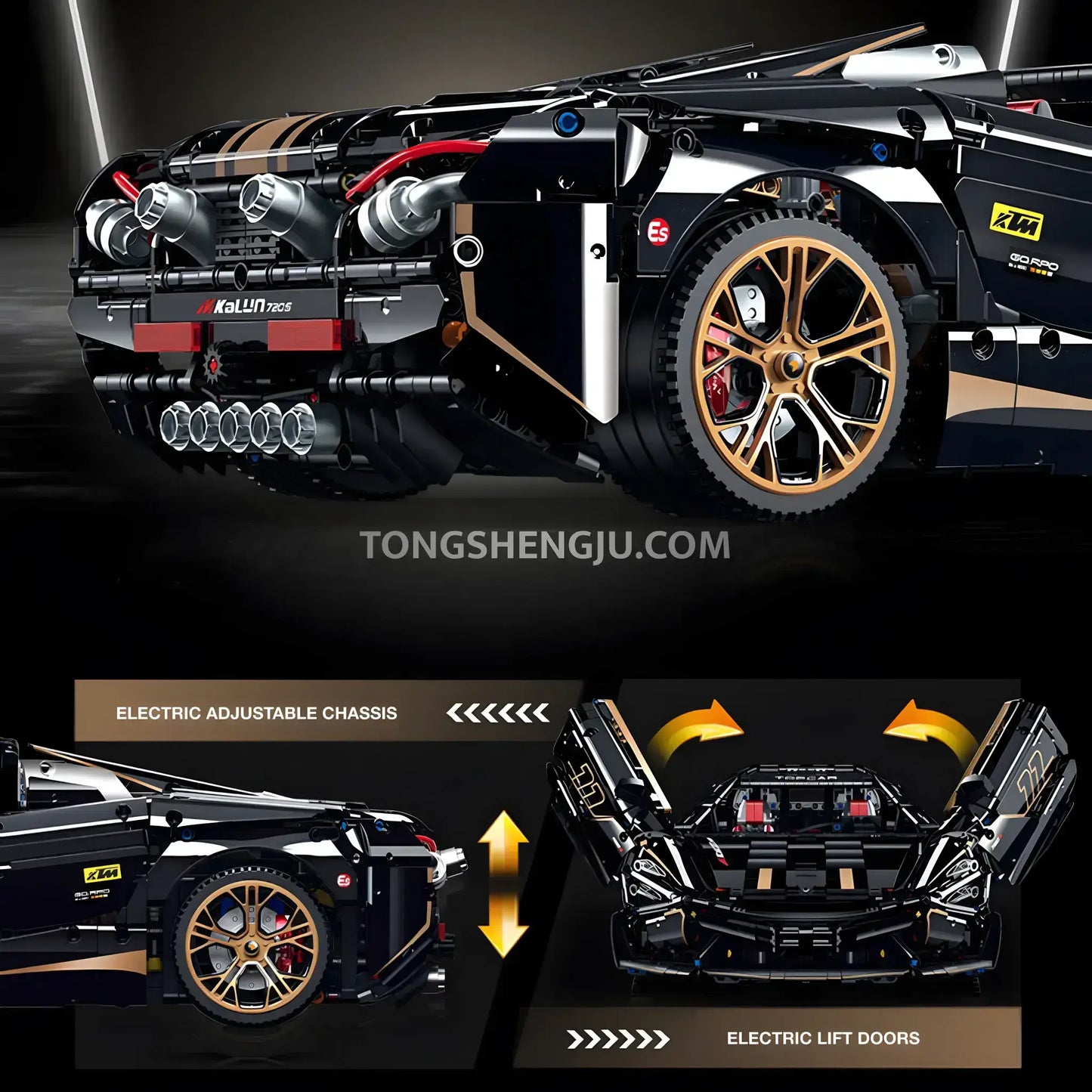 guly 10625 mclaren 720s technic car building blocks set model car electric adjustable chassis and elcetric lift doors