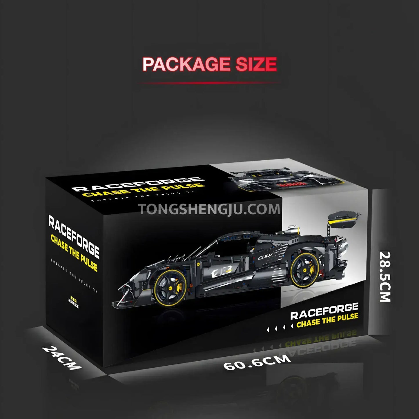 package size of guly 10627 technic series ferrari 296 sports car building blocks set model car