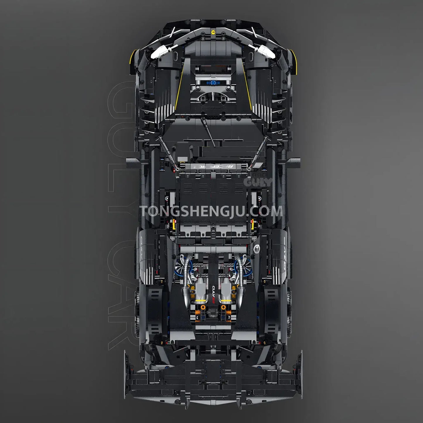 top view of guly 10627 technic series ferrari 296 sports car building blocks set model car