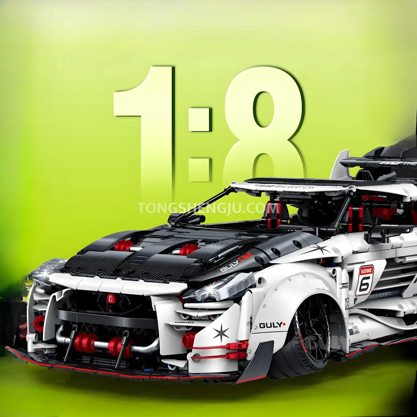 1:8 guly 10630 nissan gtr technic sports car building blocks set model car