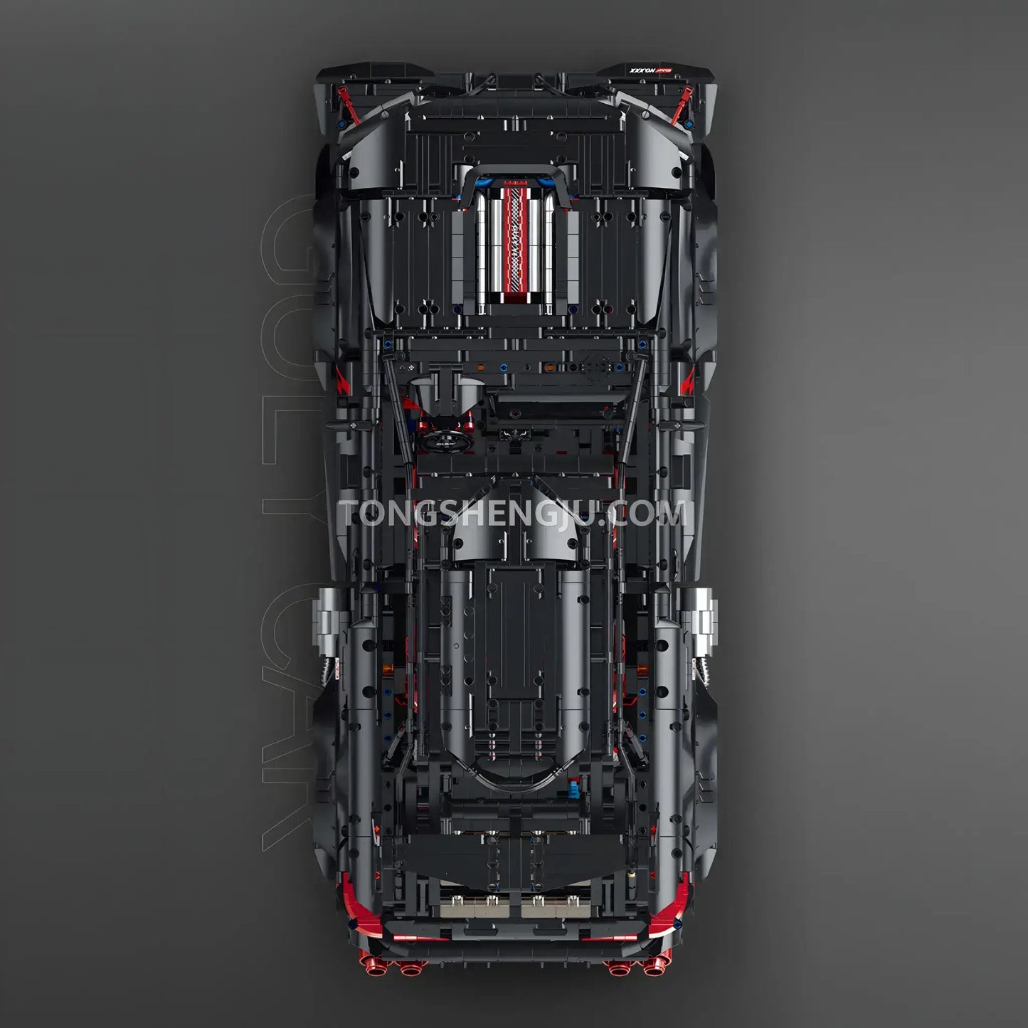 top view of guly 10645 technic audi rs6 sports car building blocks set model car