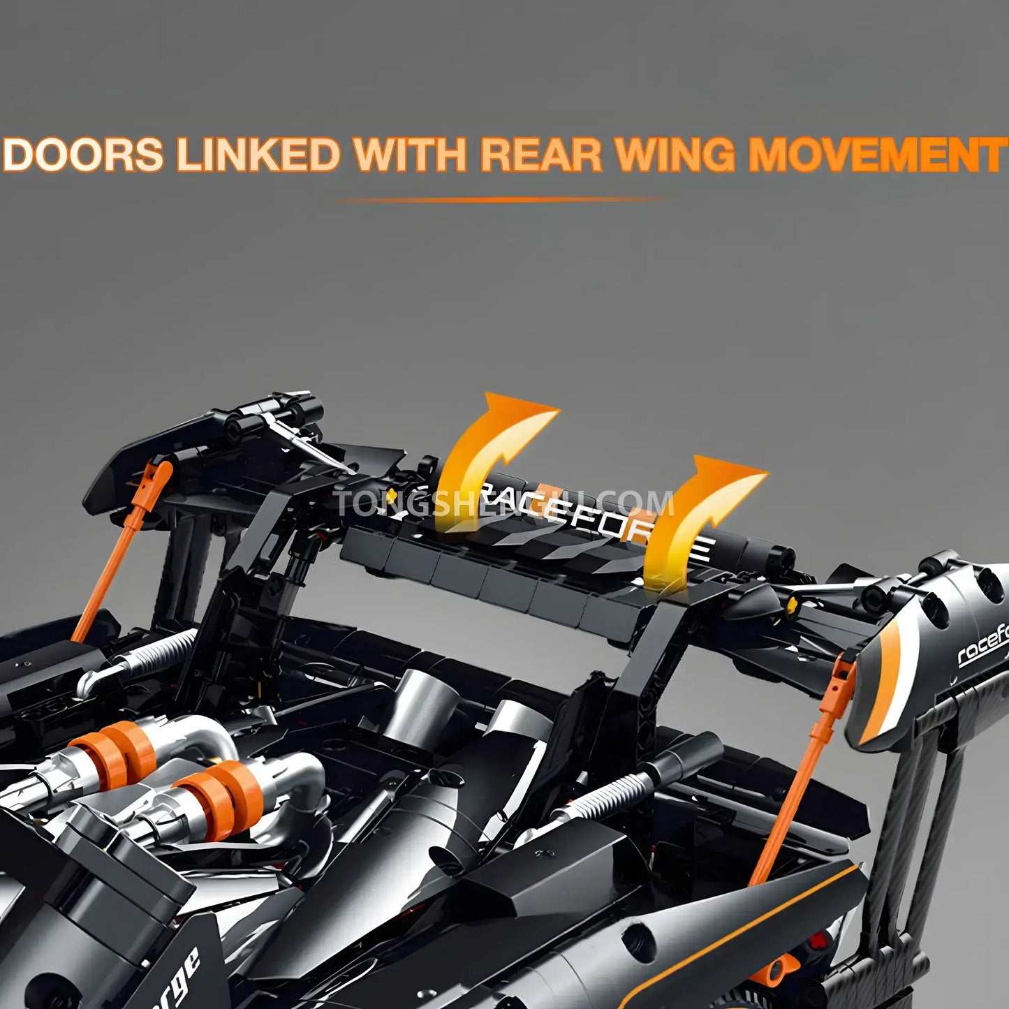 guly 10646 technic mclaren senna gtr sports car building blocks set model car doors linked with rear wing movement