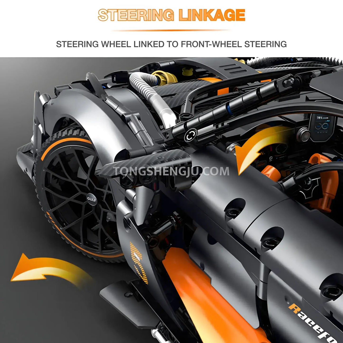 guly 10646 technic mclaren senna gtr sports car building blocks set model car steering linkage