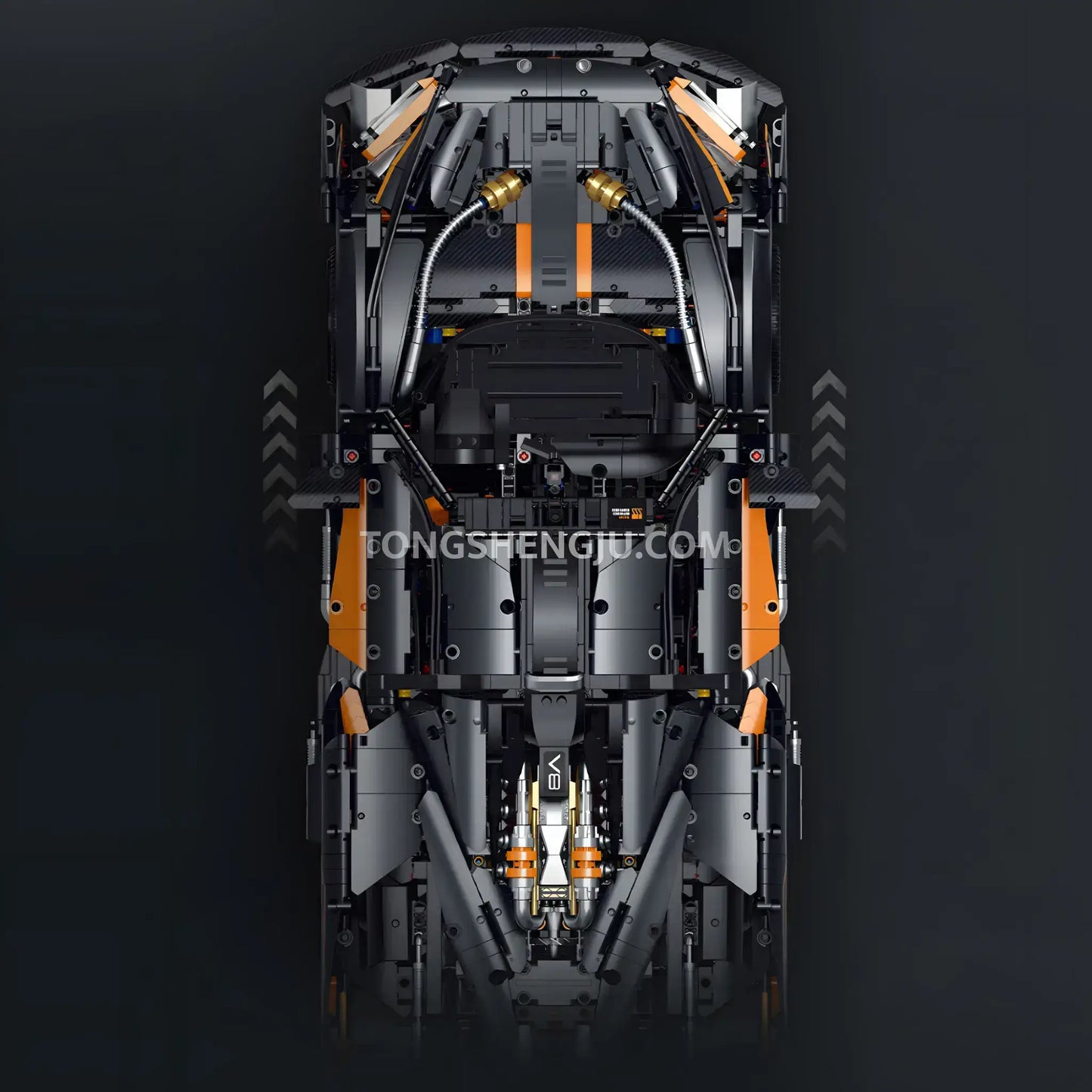 top view of guly 10646 technic mclaren senna gtr sports car building blocks set model car