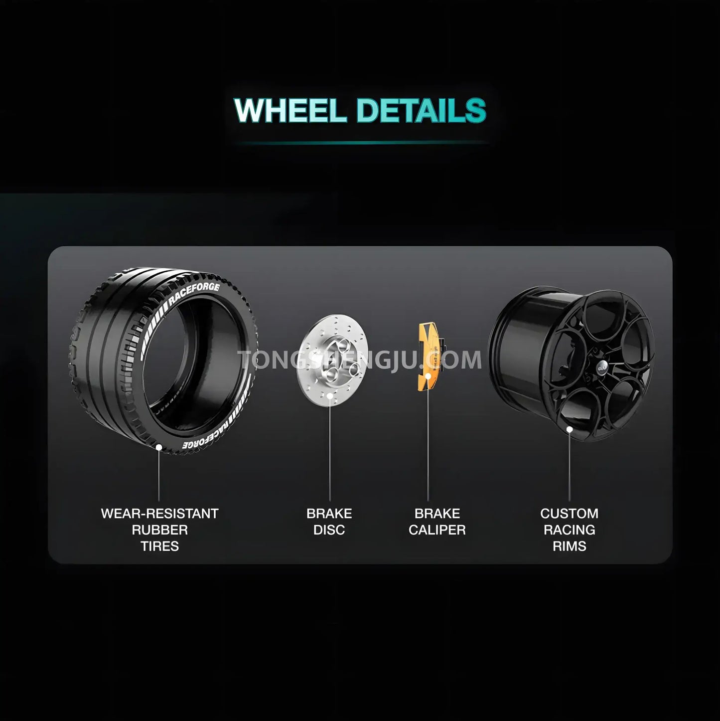 wheel details of guly 10647 technic aston martin vulcan sports car building blocks set model car