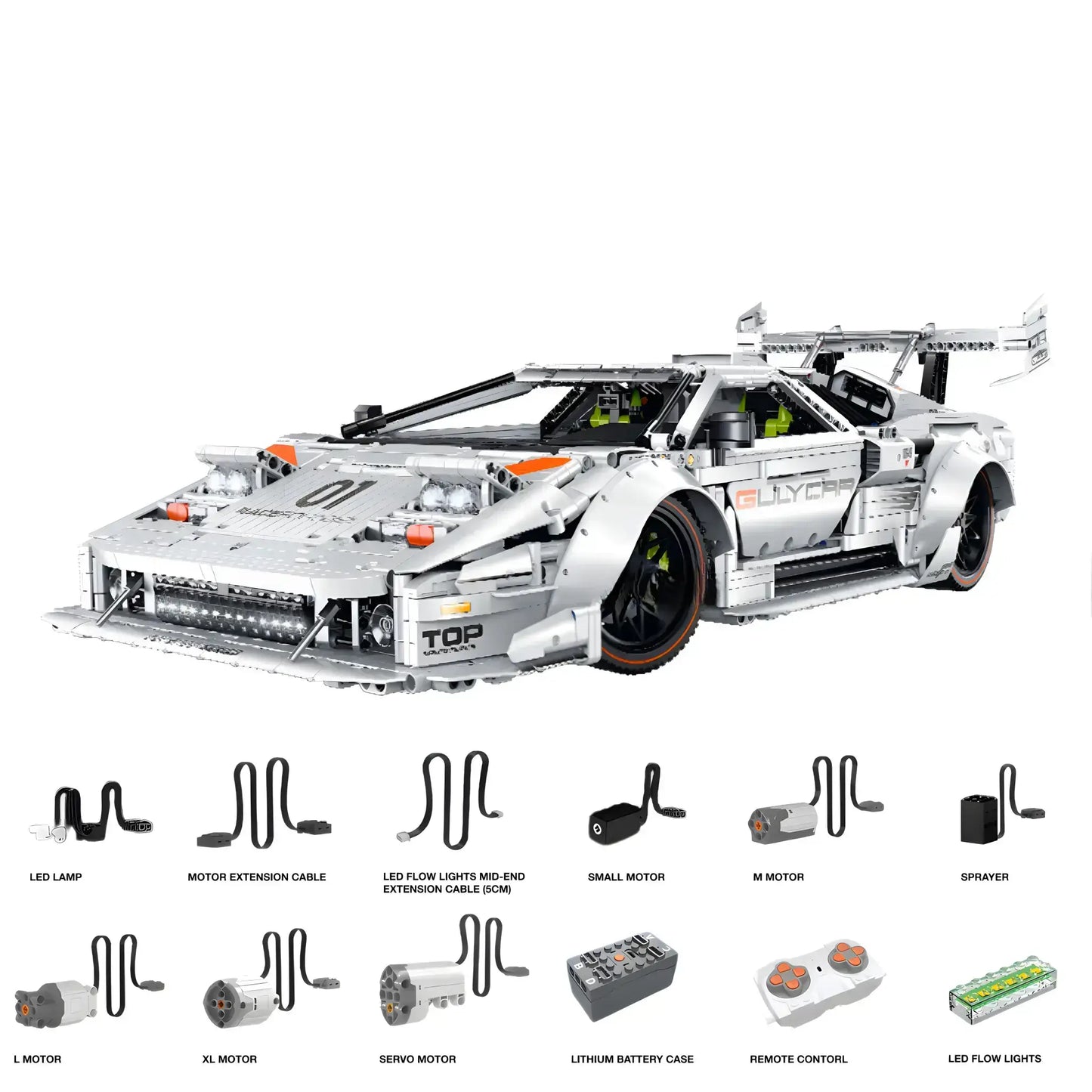 dynamic version of guly 10649 technic lamborghini lp5000 sports car building blocks set model car