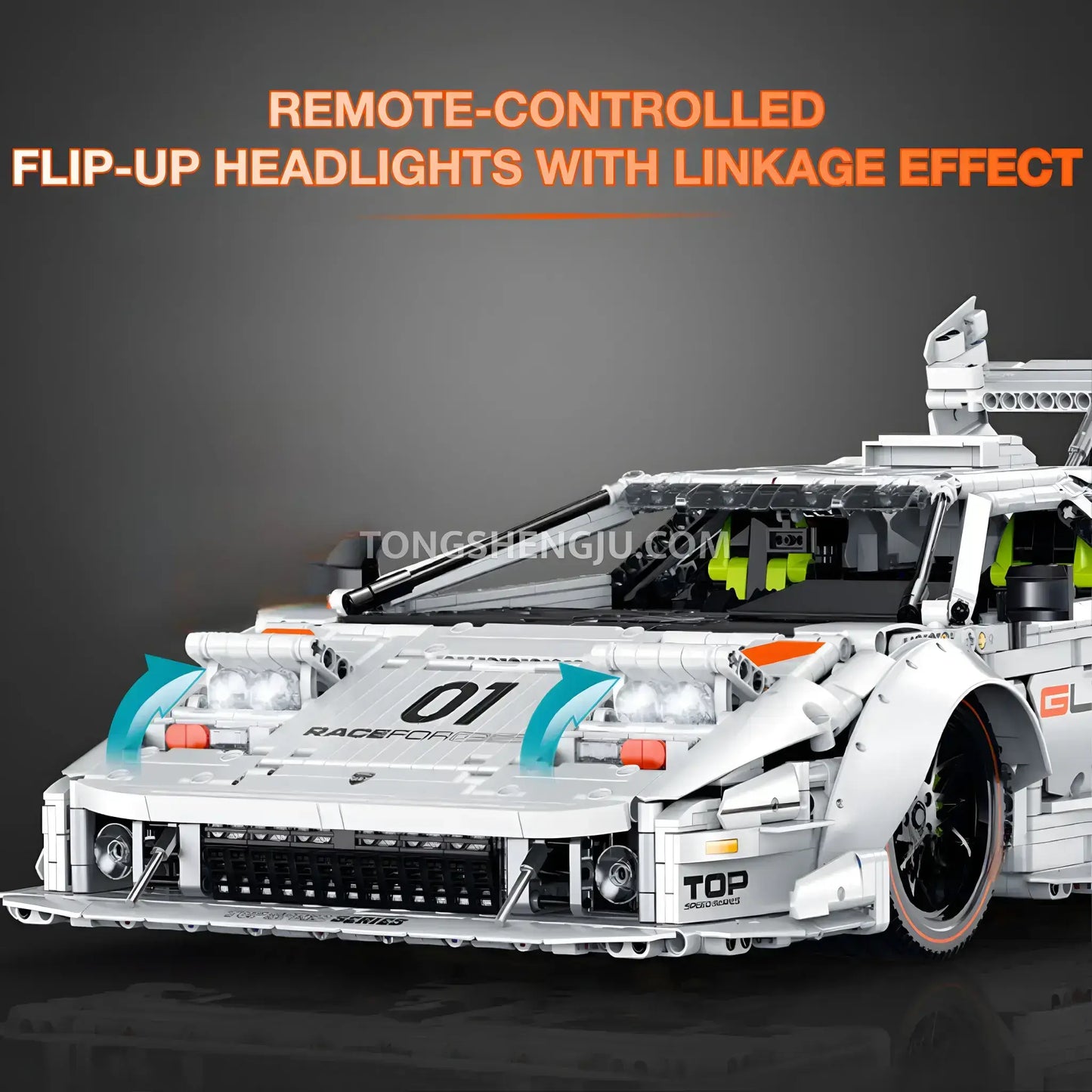 guly 10649 technic lamborghini lp5000 sports car building blocks set model car front end