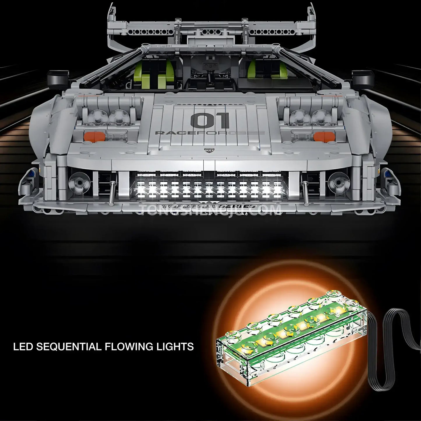 guly 10649 technic lamborghini lp5000 sports car building blocks set model car led flowing lights