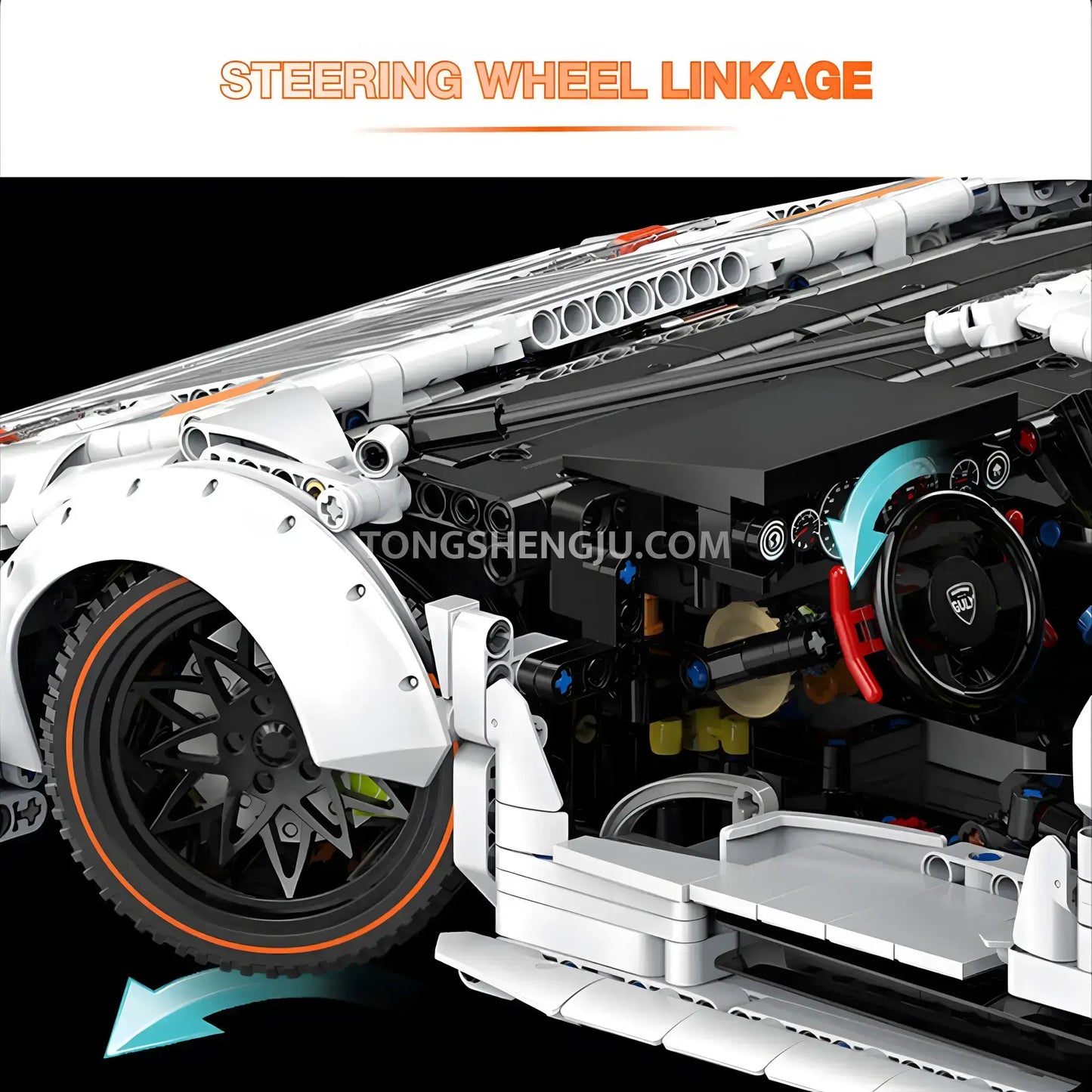 guly 10649 technic lamborghini lp5000 sports car building blocks set model car steering wheel linkage