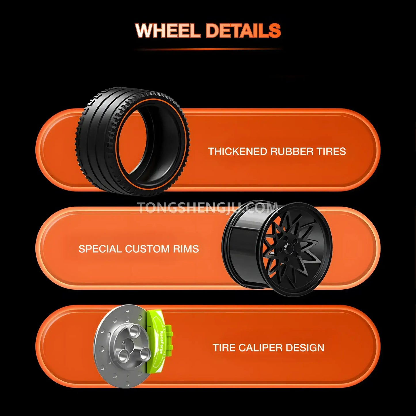 wheel details of guly 10649 technic lamborghini lp5000 sports car building blocks set model car