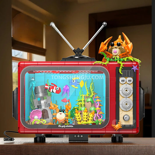 guly 60518 retro tv model game building set front panel