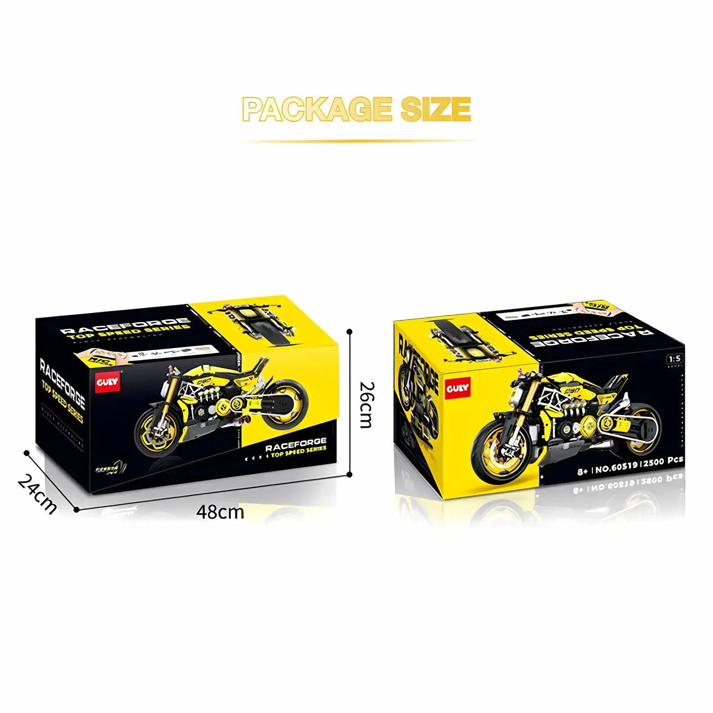 package size of guly 60519 ducati diavel model motorcycle building blocks toy