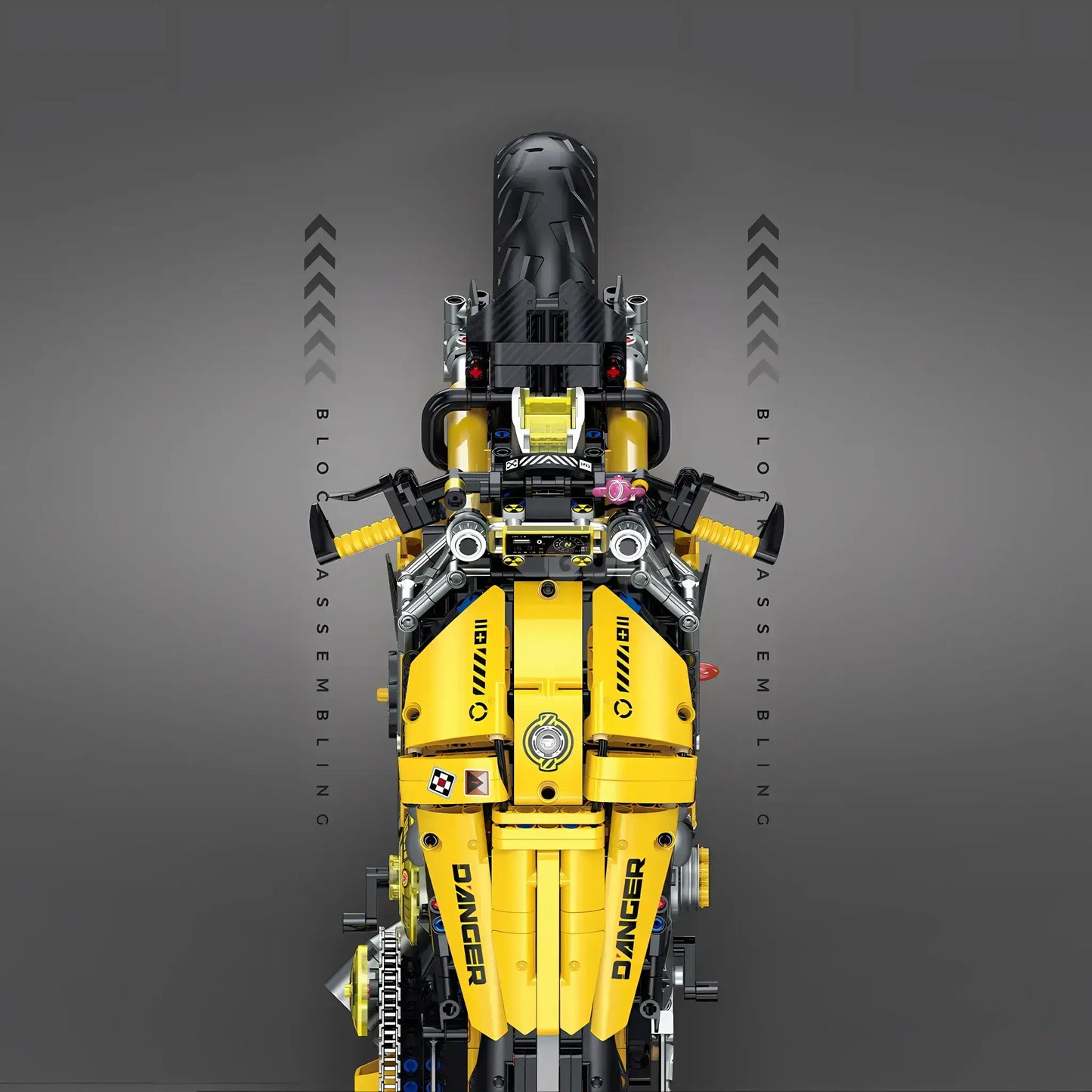 top view of guly 60519 ducati diavel model motorcycle building blocks toy