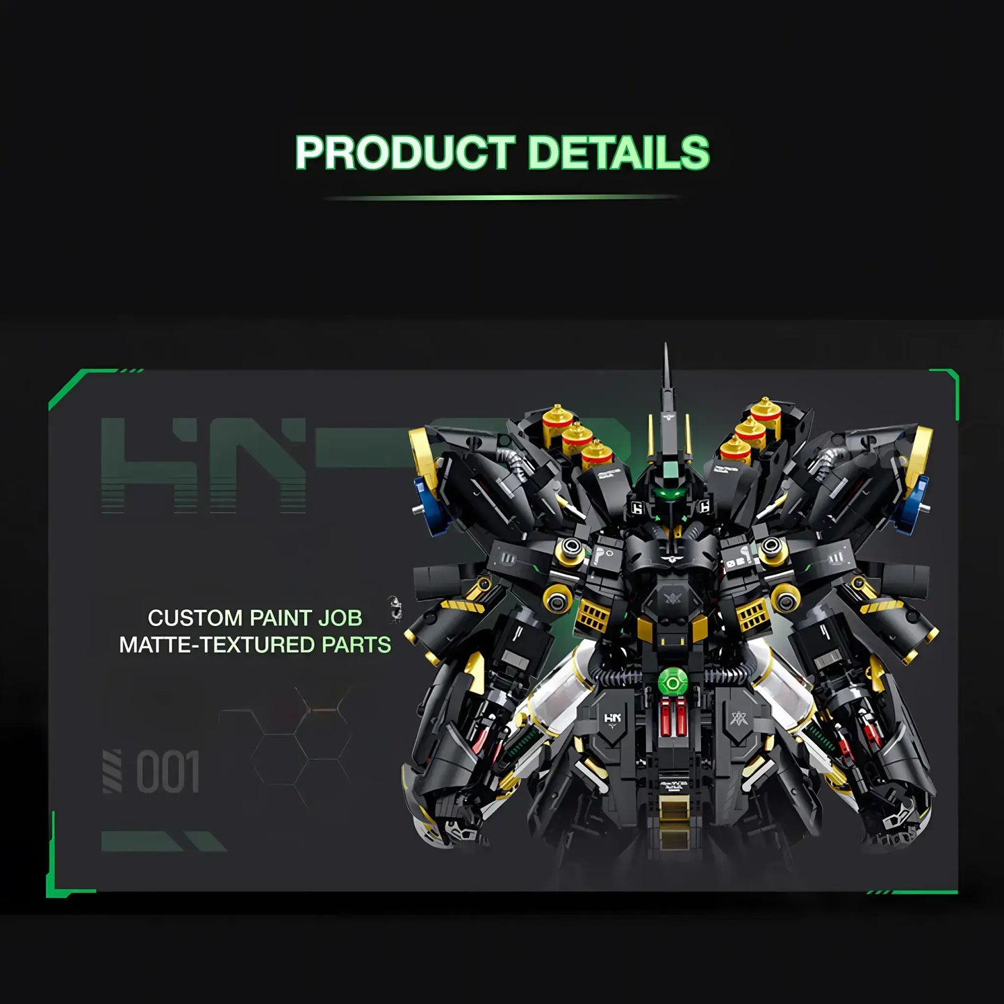 guly 80506 hn-03 dark sazabi model mecha building blocks toy custom paint job matte-textured parts