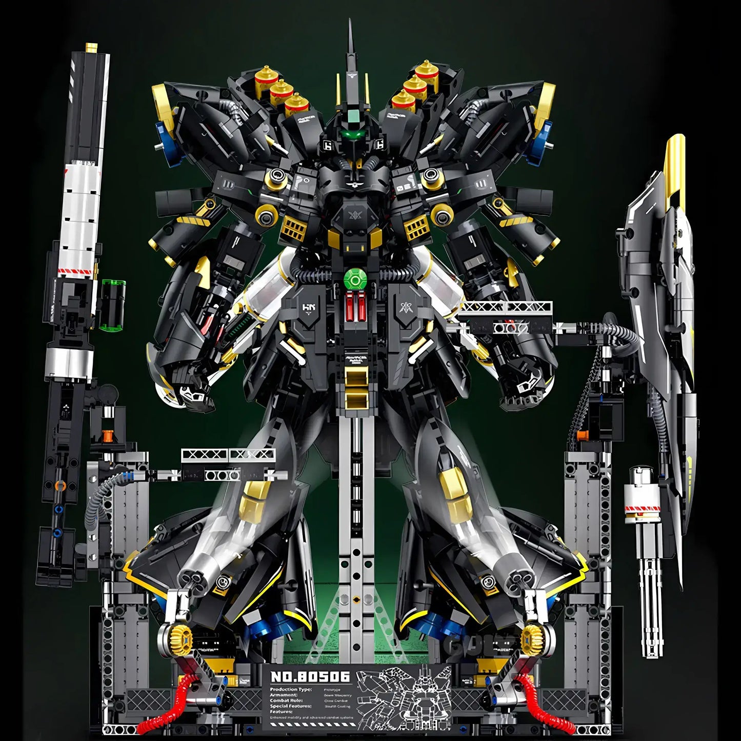 front view of guly 80506 hn-03 dark sazabi model mecha building blocks toy