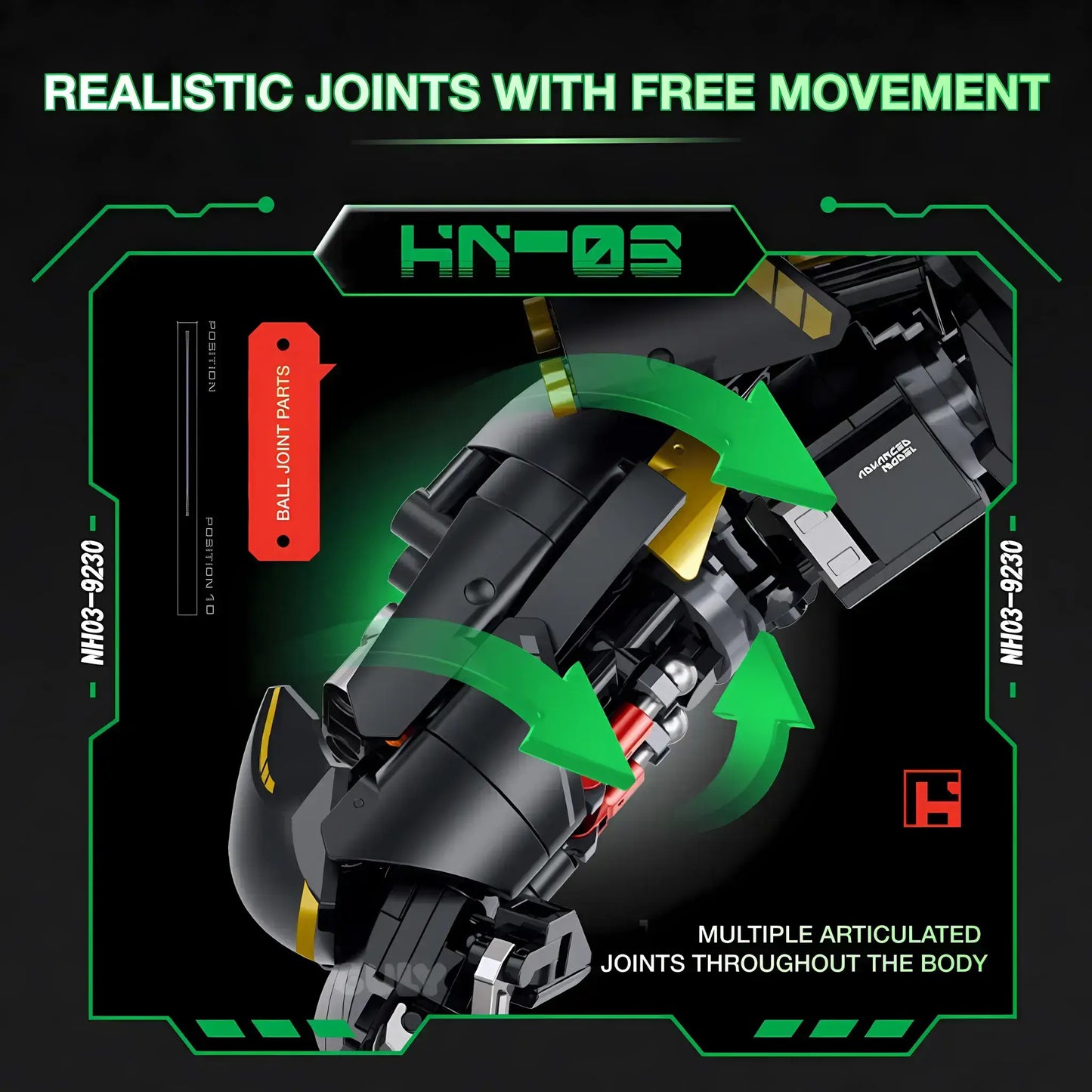 guly 80506 hn-03 dark sazabi model mecha building blocks toy realistic joints with free movement