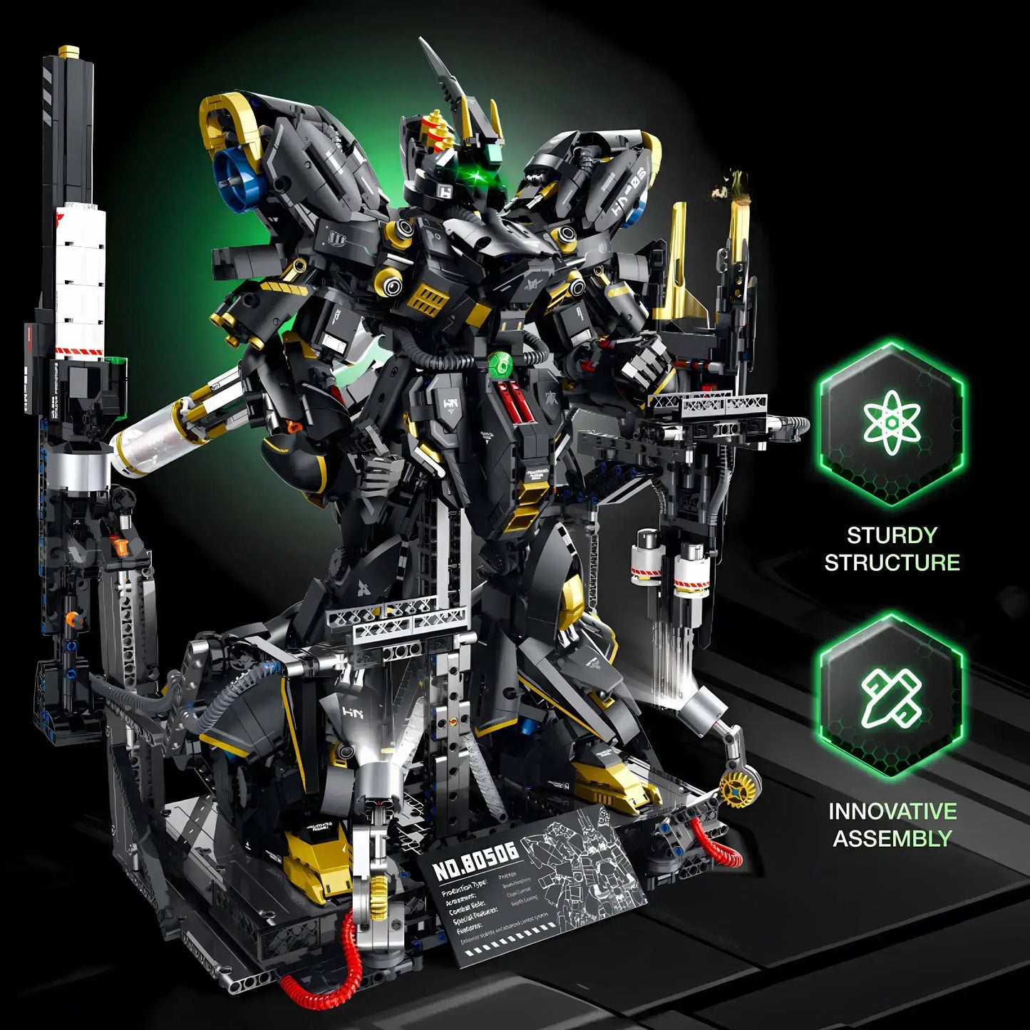 guly 80506 hn-03 dark sazabi model mecha building blocks toy compatible with lego