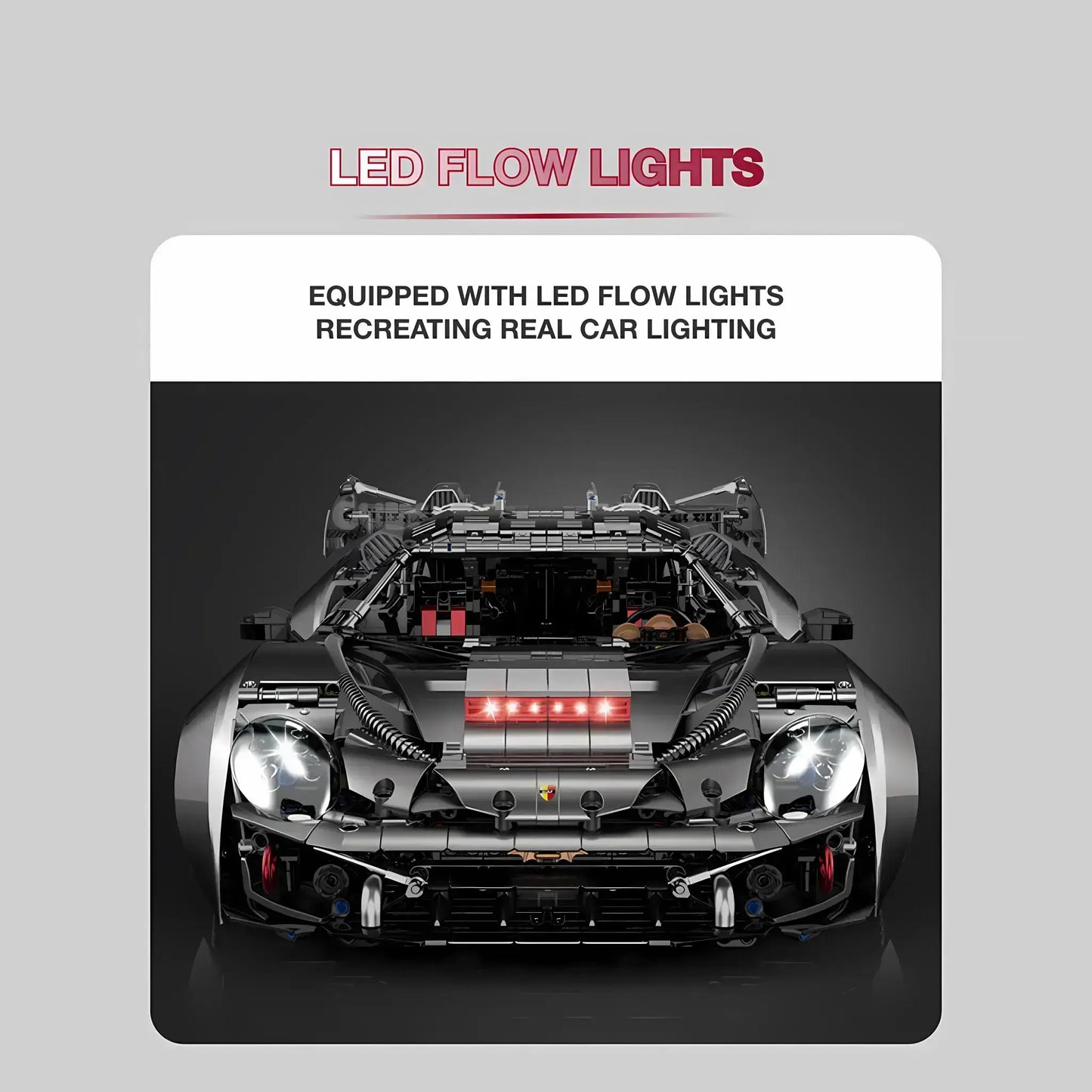 guly 10629 baoshijie 918 model car building blocks toy led flow lights