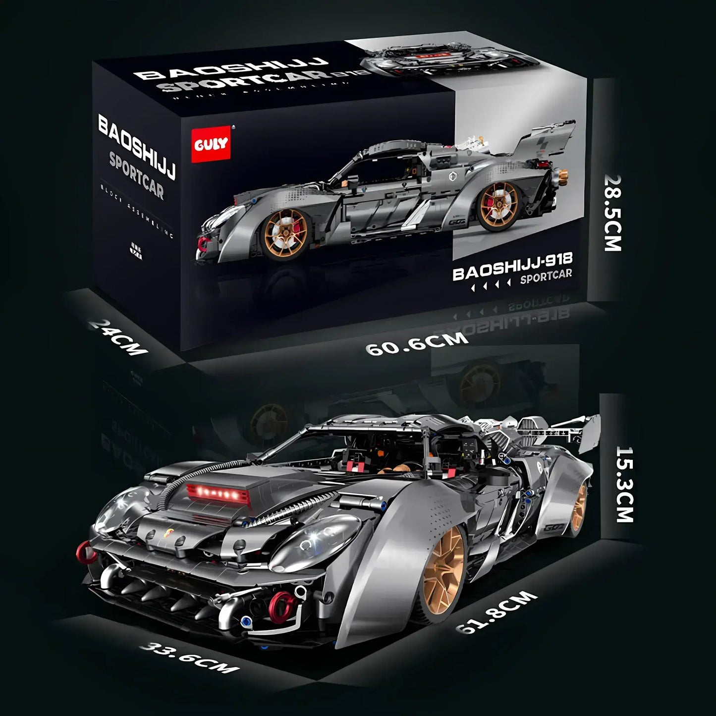 product size of guly 10629 baoshijie 918 model car building blocks toy