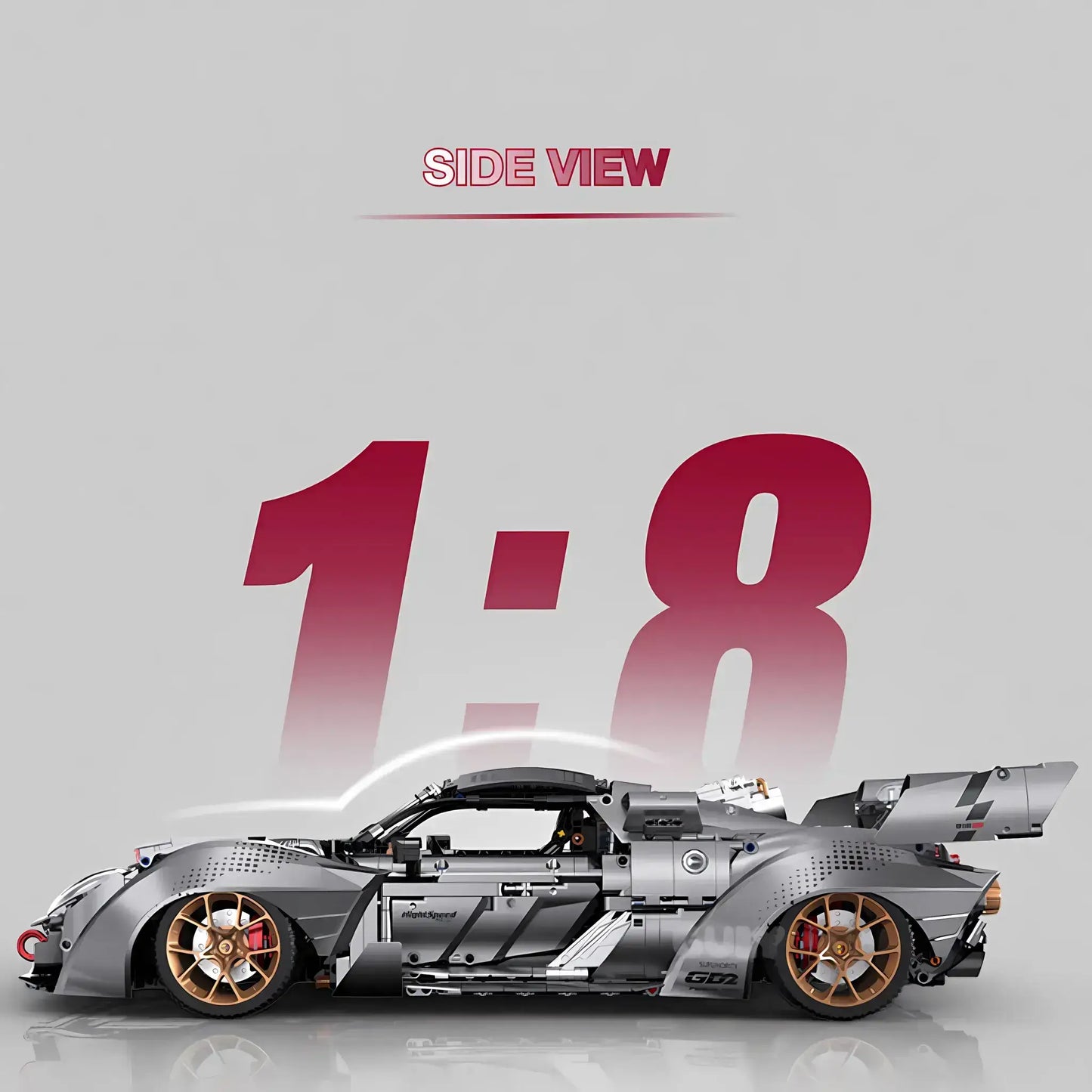 side view of guly 10629 baoshijie 918 sports car model building blocks set