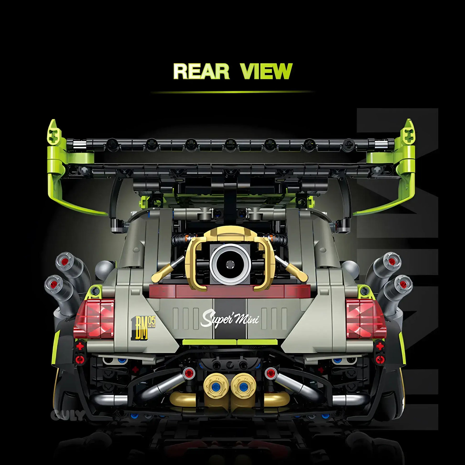 rear view of guly 10632 bmmini building blocks model toy car