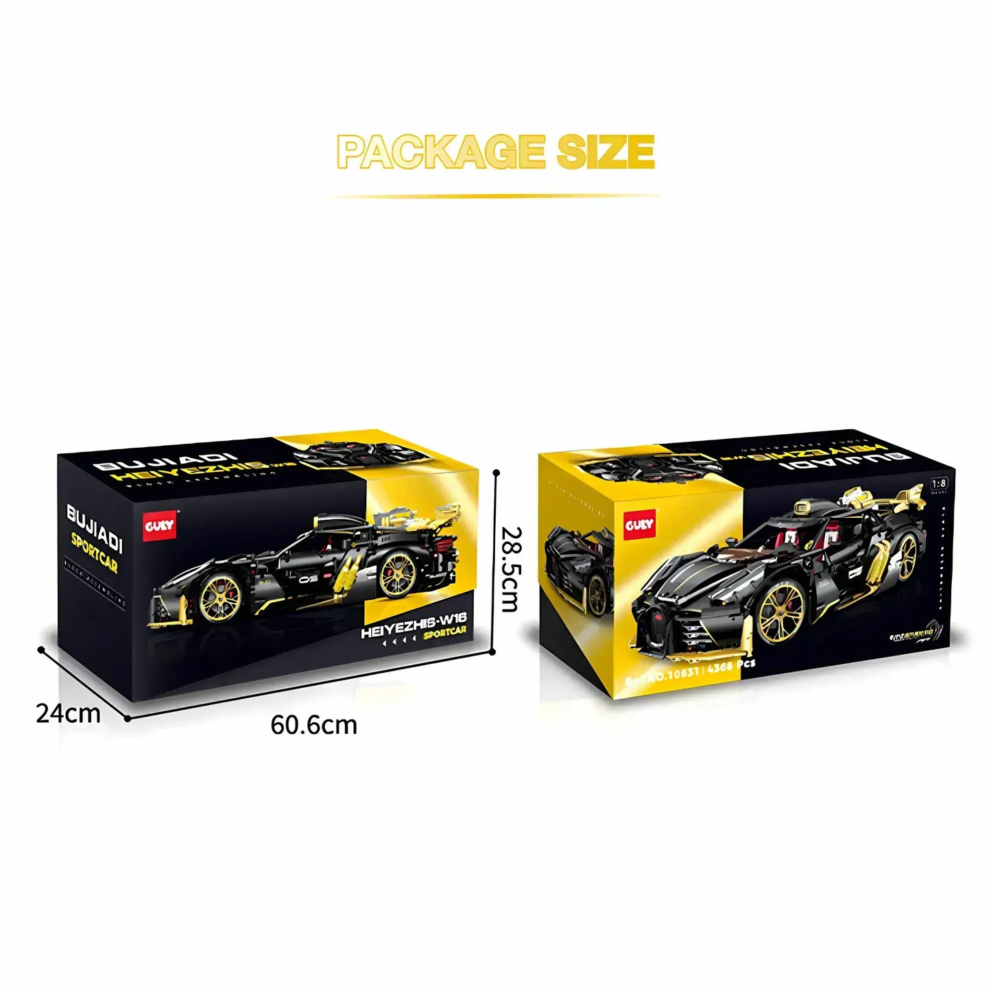 package size of guly heiyezhis bujiadi building blocks model toy car