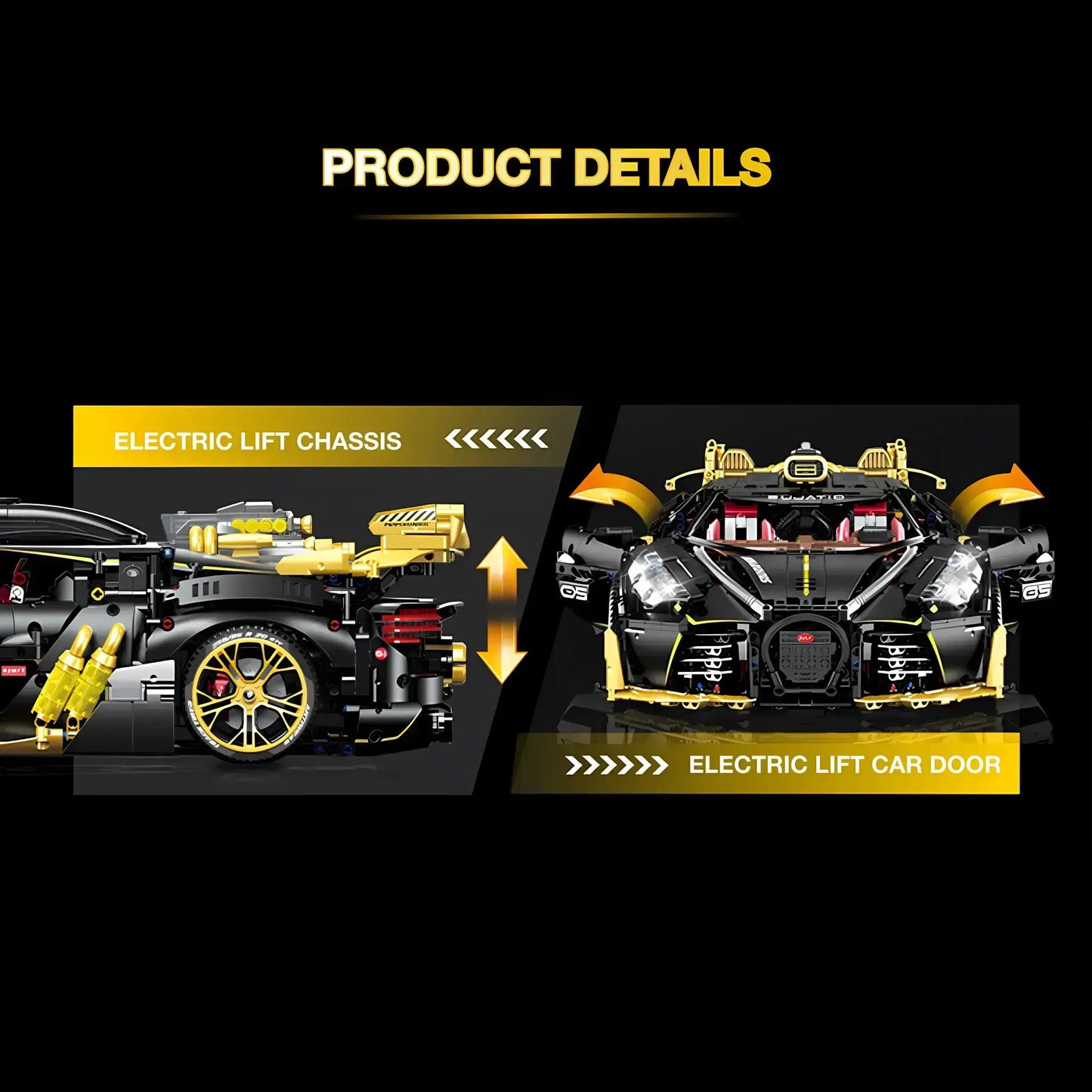 product details of guly heiyezhis bujiadi building blocks model toy car electric lift chassis and electric lift car door