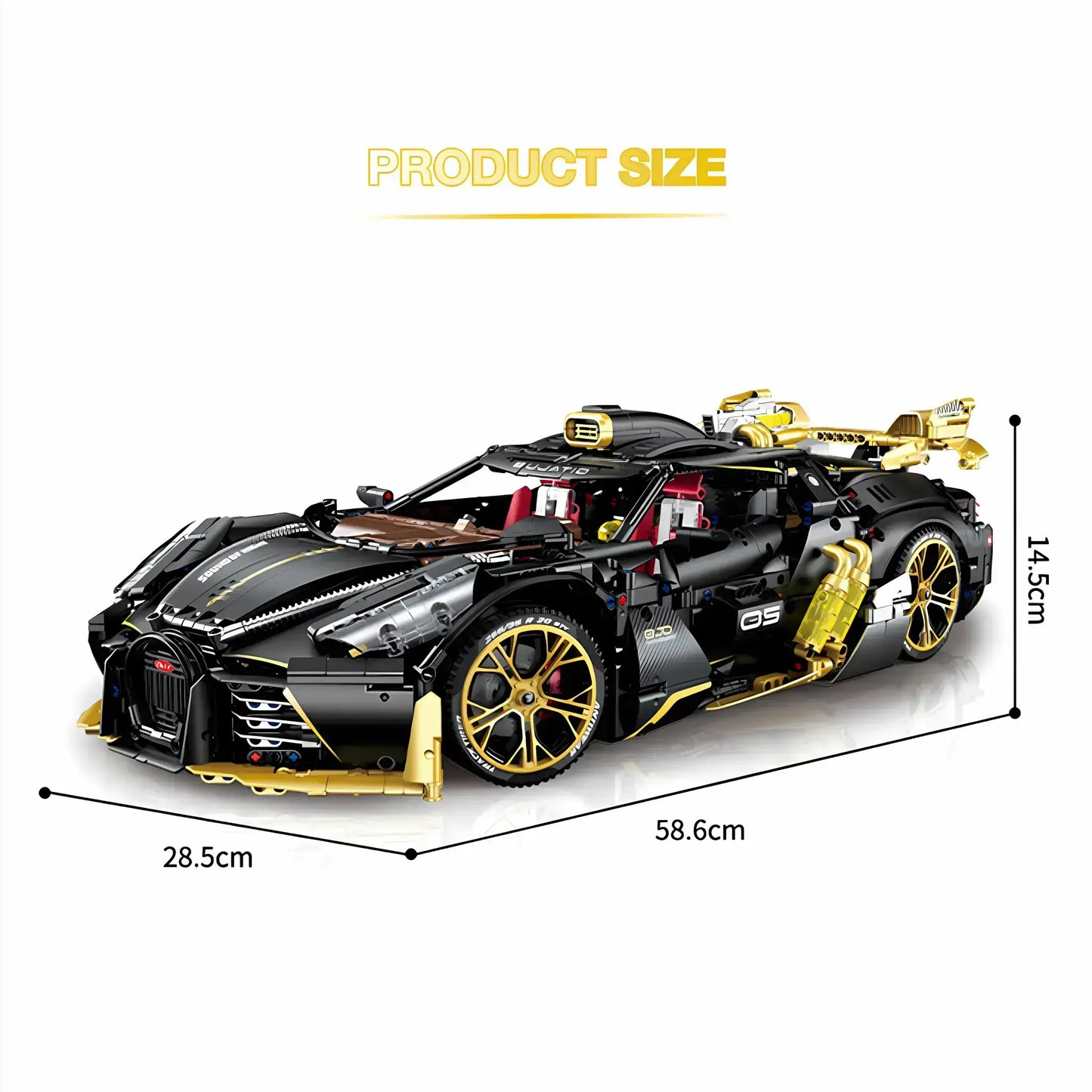 product size of guly heiyezhis bujiadi building blocks model toy car