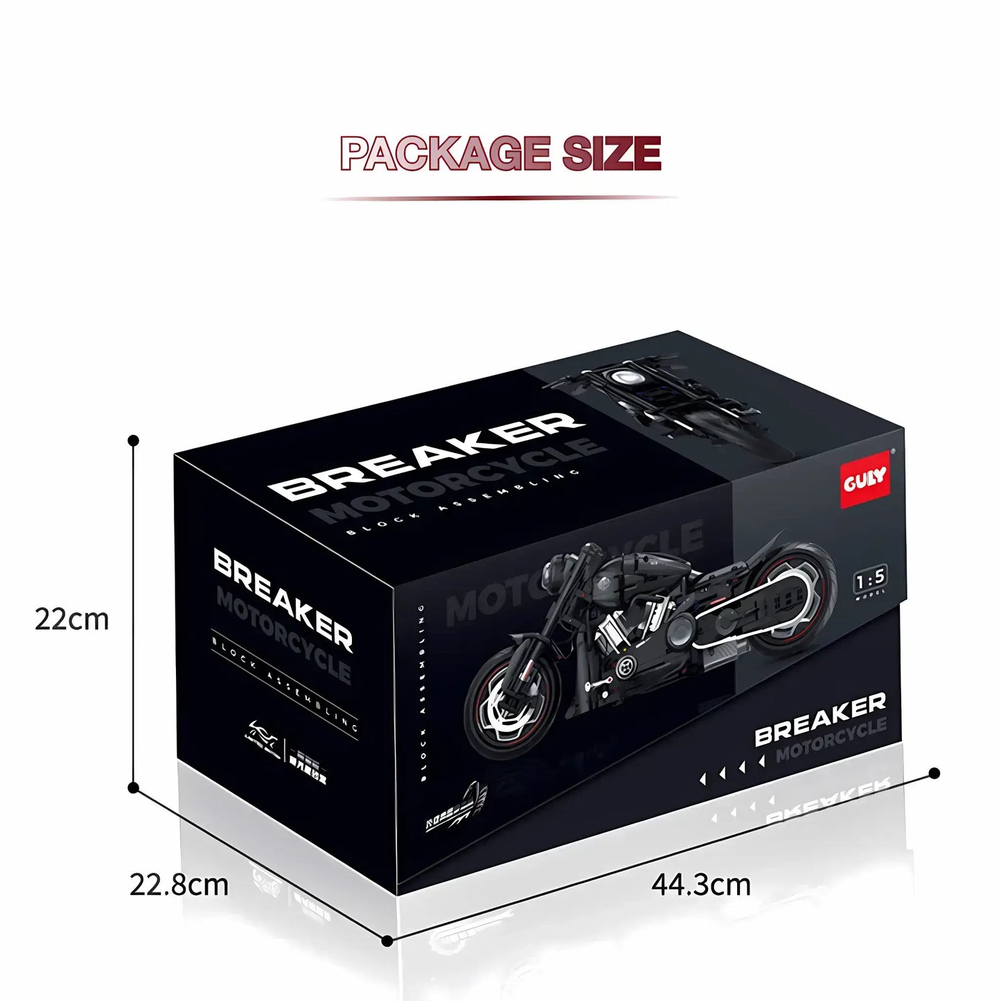package size of guly 60521 halei breaker model motorcycle building blocks set