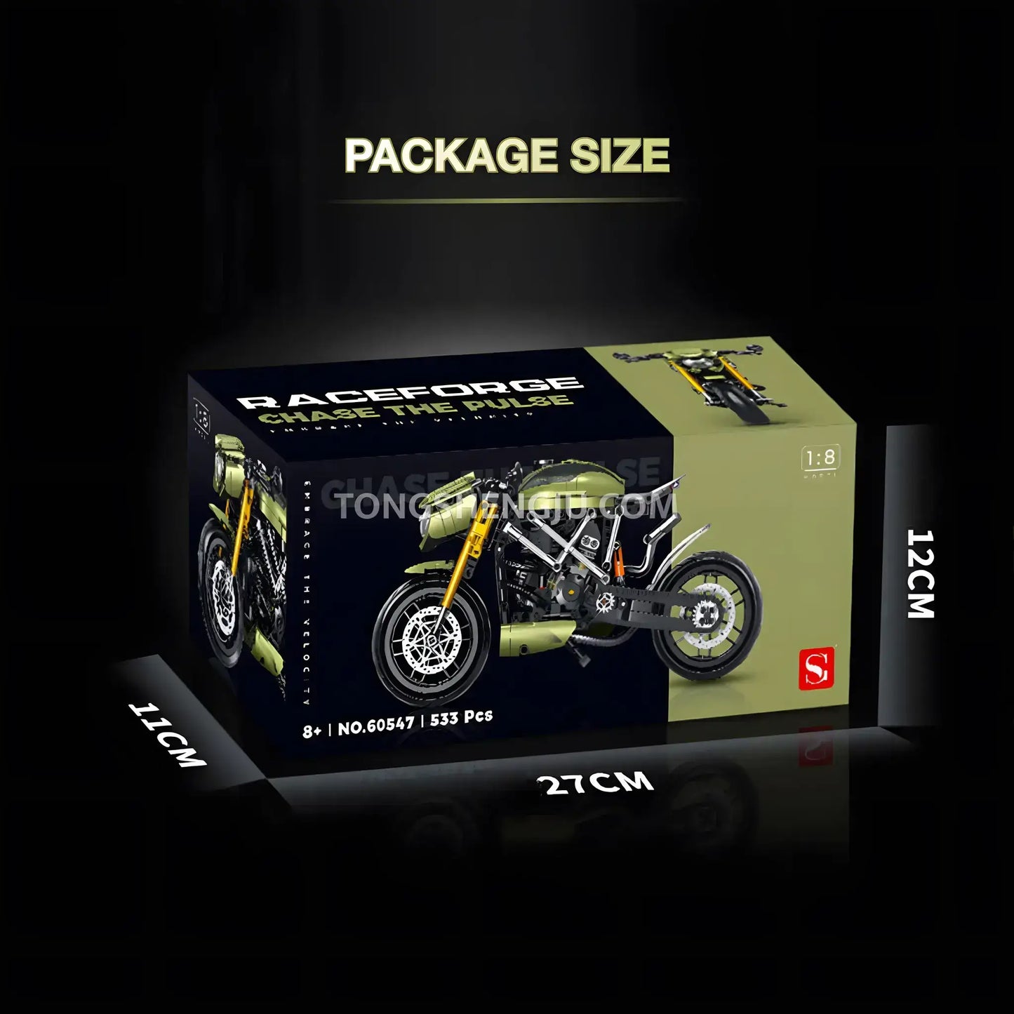 package size of guly shuanggao 60547 ducati 848 technic motorcycle building set model motorcycle