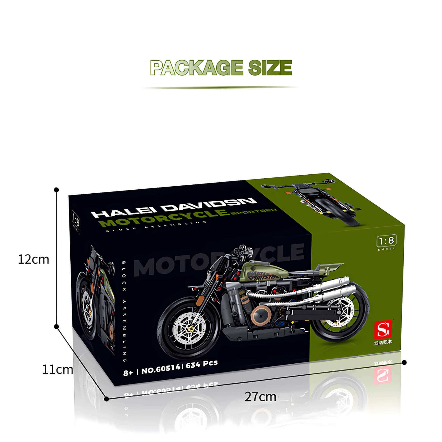 package size of shuanggao halei davidsn sportsters building blocks model toy motorcycle