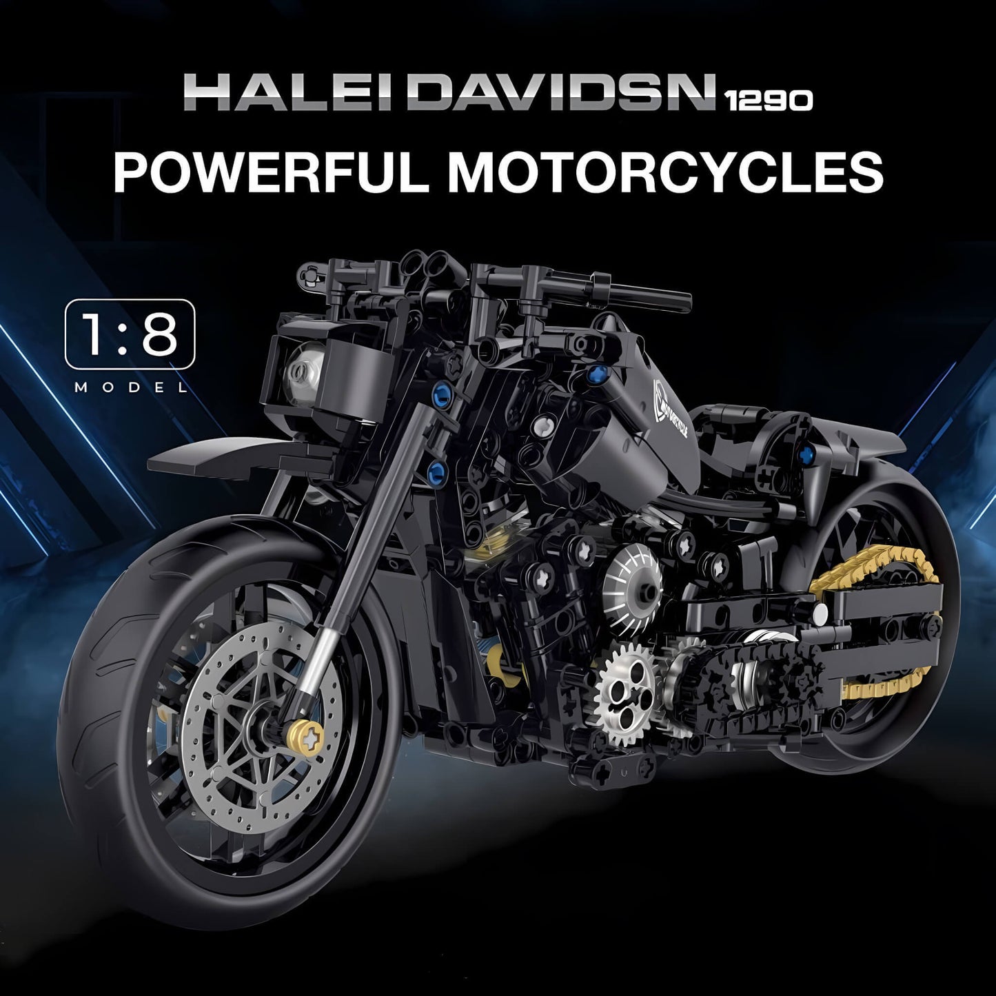1:8 halei davidson building blocks model toy motorcycle