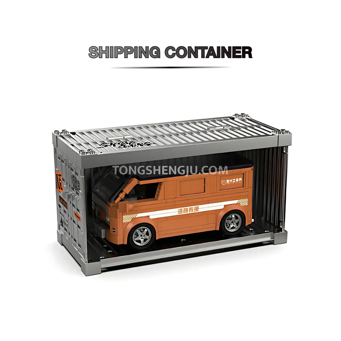 shipping container of happy build power build pb8857 shiba coming vin car building set model car