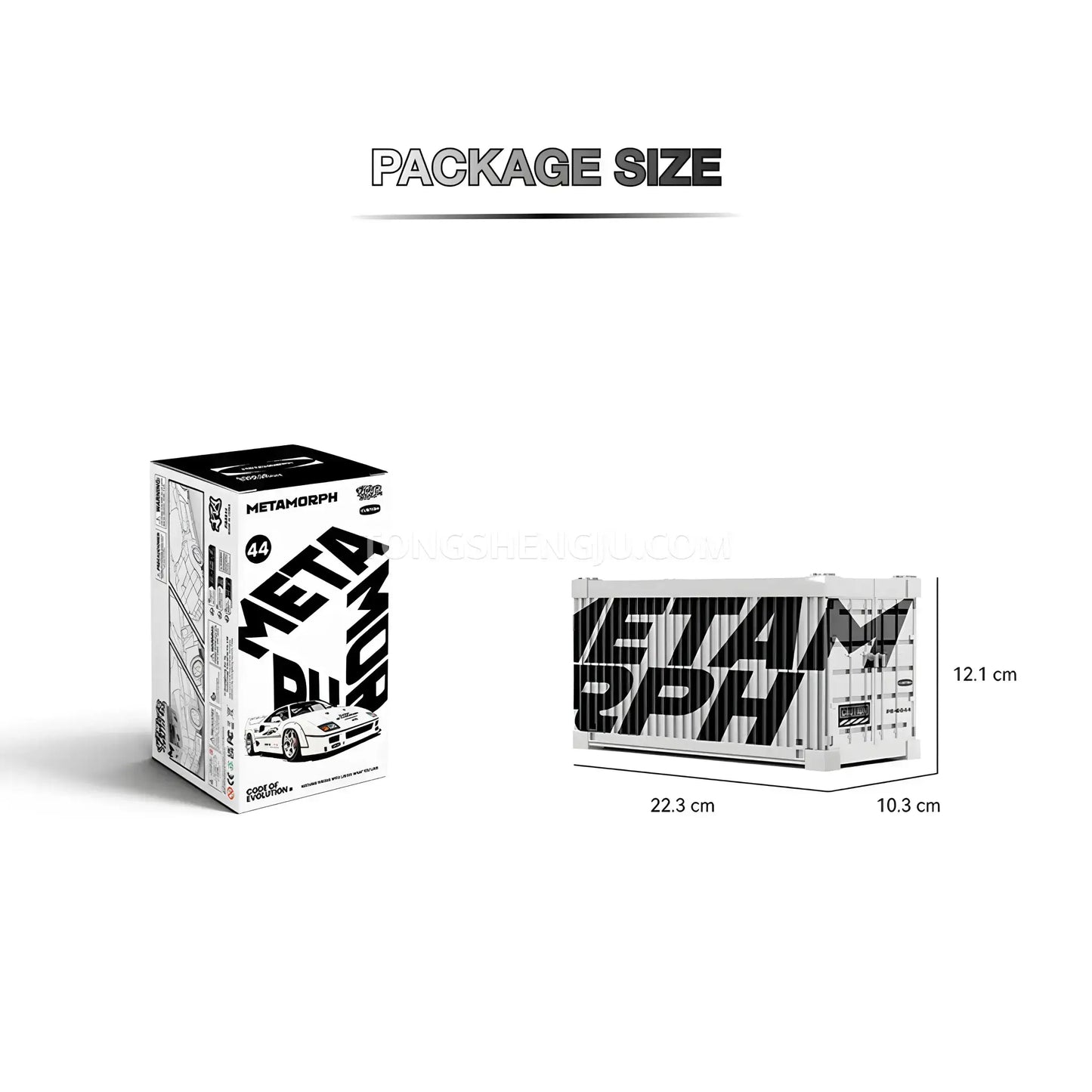 packge size of happy build power build pb8844 falali f40 sprots car building set model car