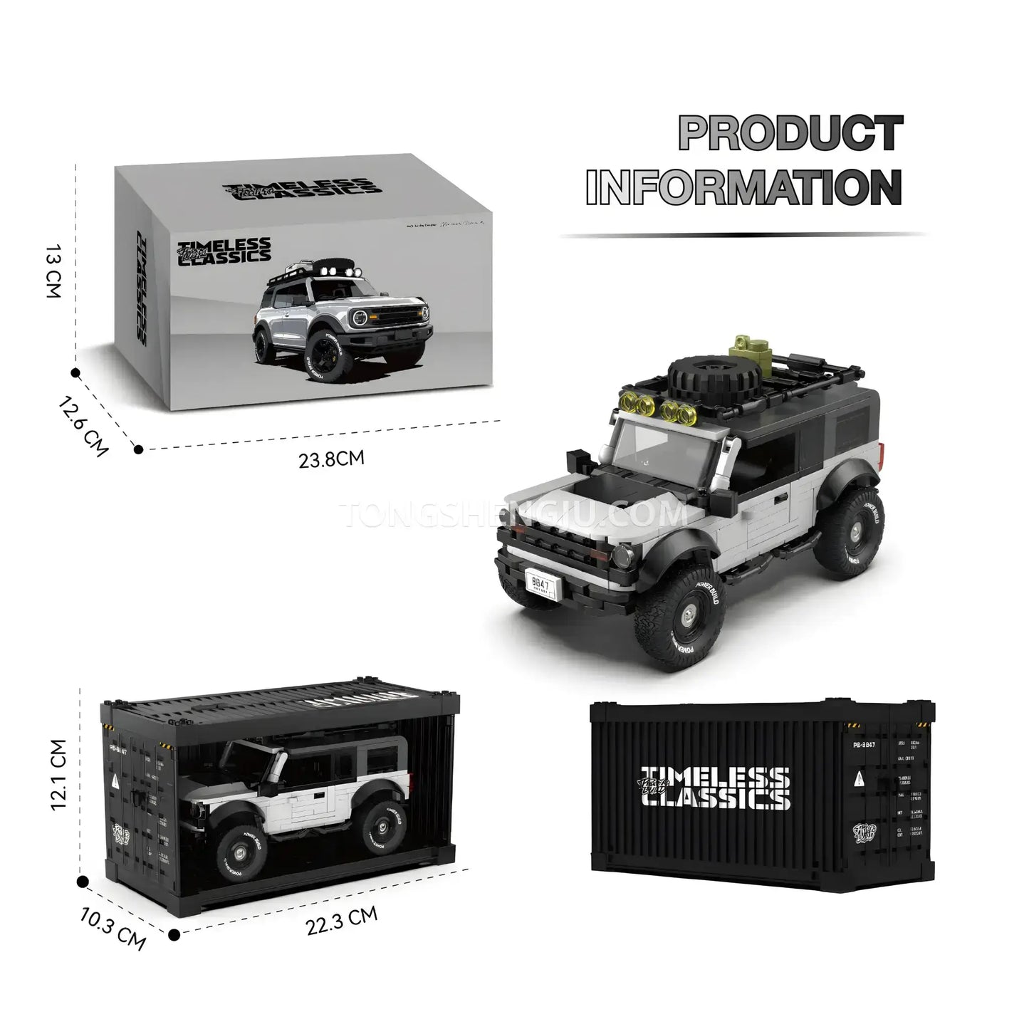 product information of happy build power build pb8847 ford bronco off road car building set model car