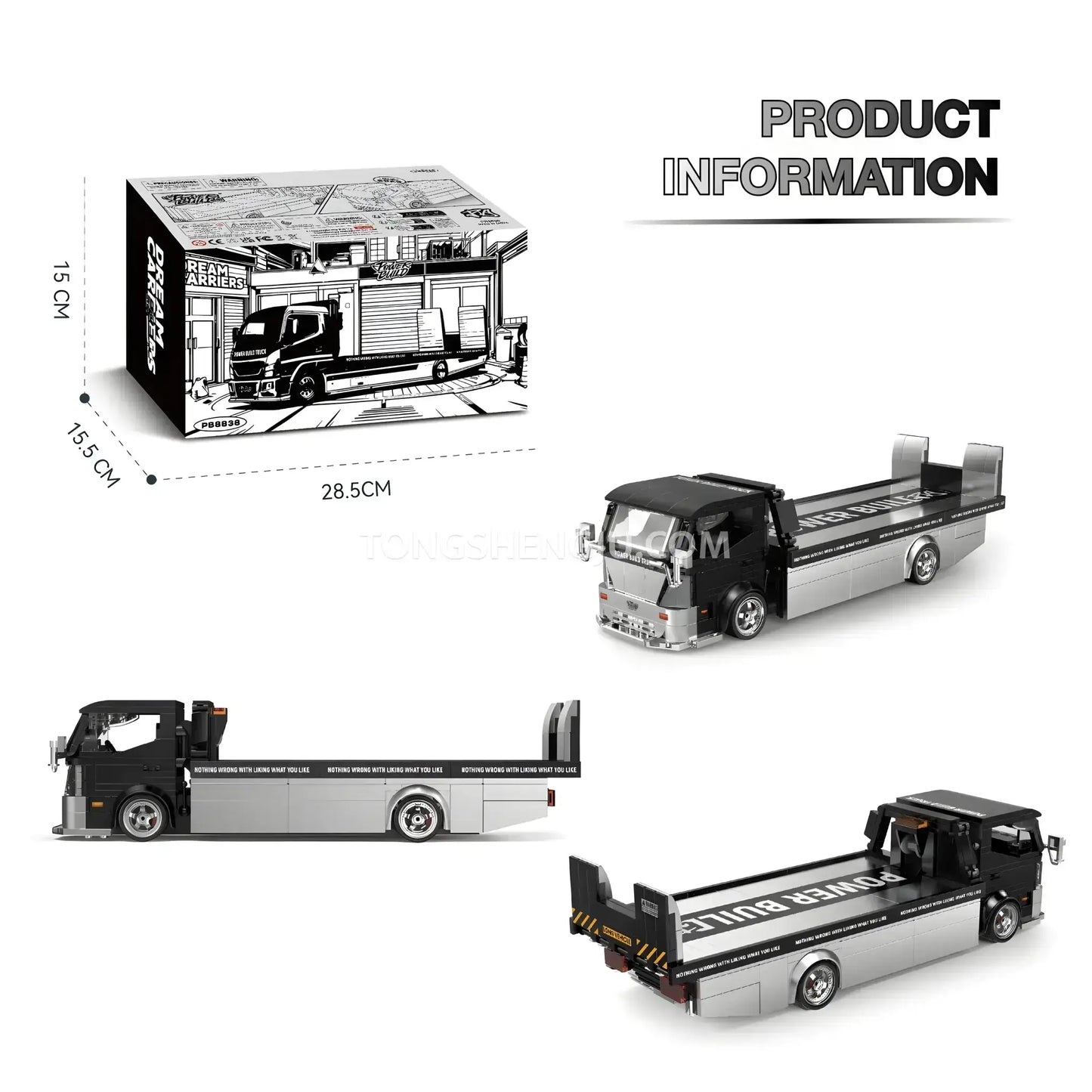 Tongshengju Classic Flatbed Trailer Truck Car Building Blocks Set For Adults & Kids Collectible (540PCS)