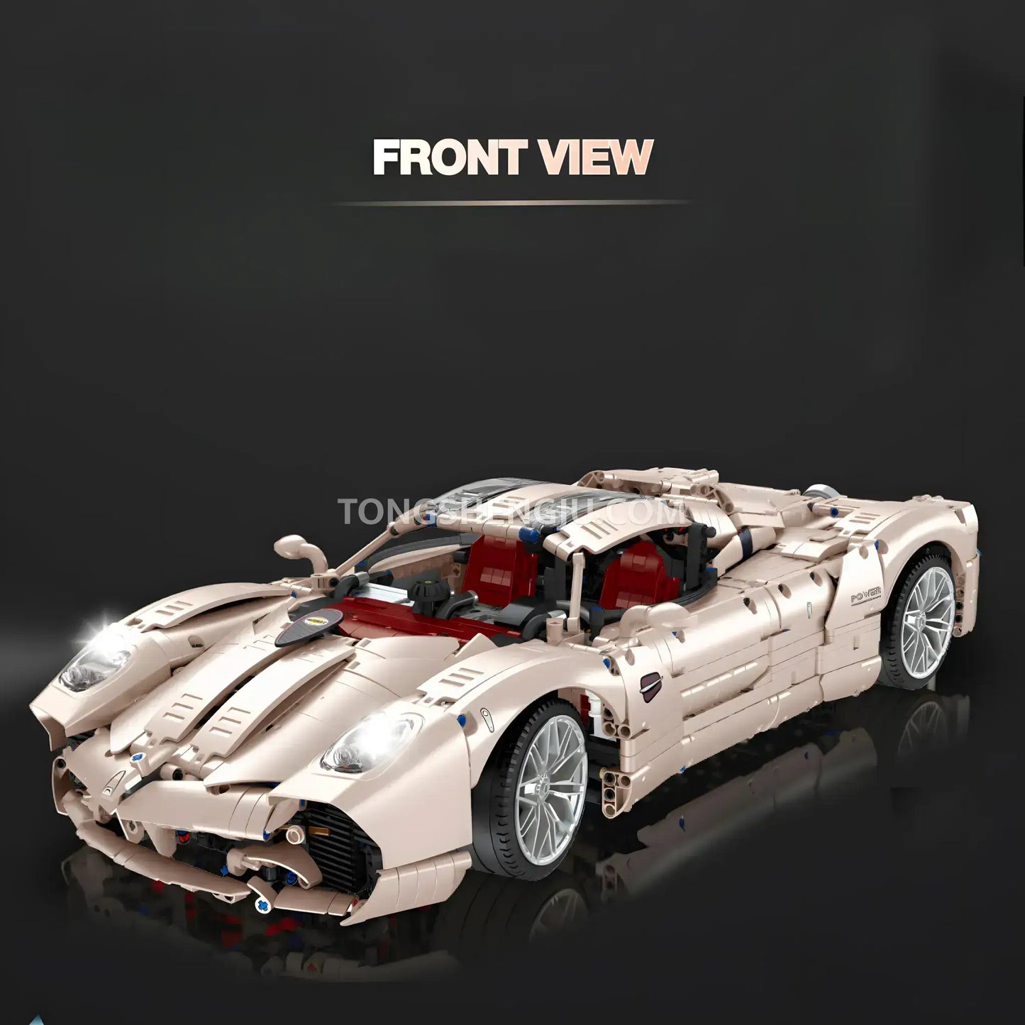 front view of jiestar jj9210 pagani utopia technic car building blocks set model car